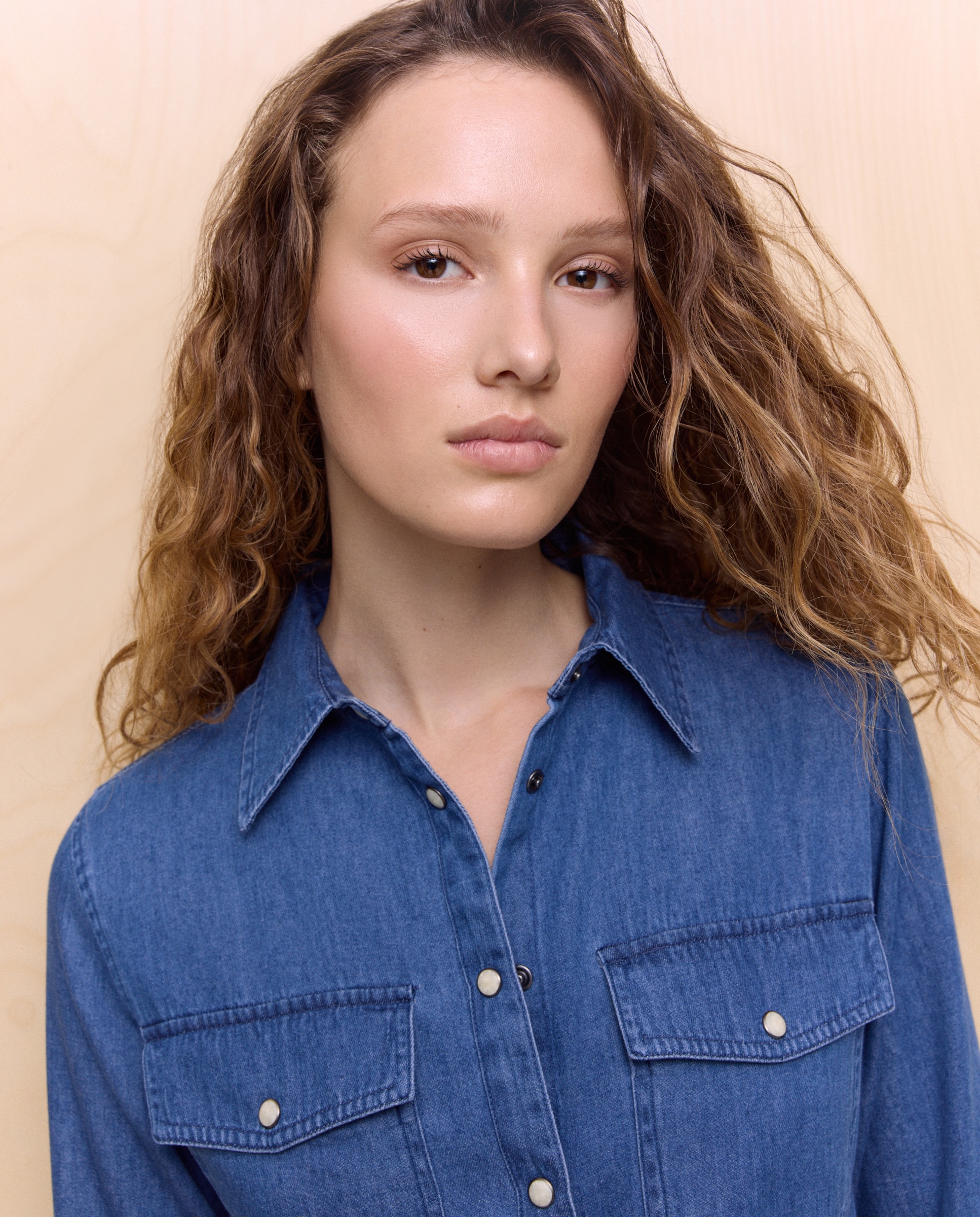 Vestido camiseiro de ganga Azul-índigo-4