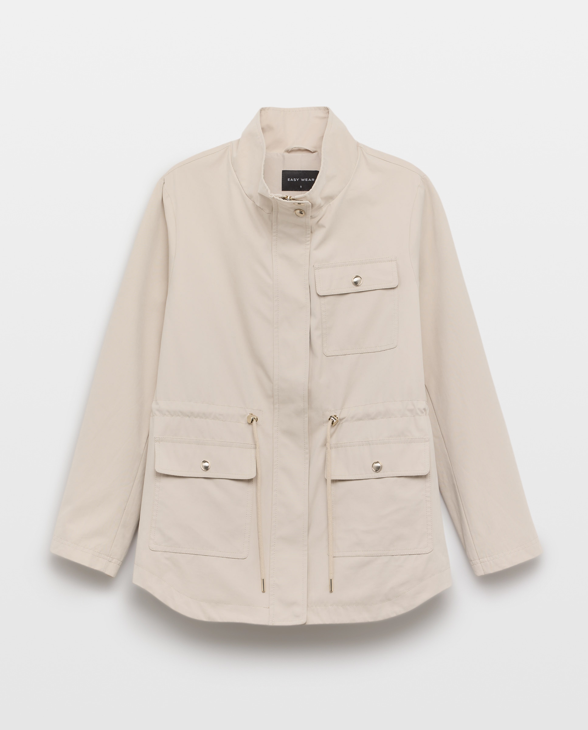 Casaco Safari Liso de Algodão 850 Pedra-5