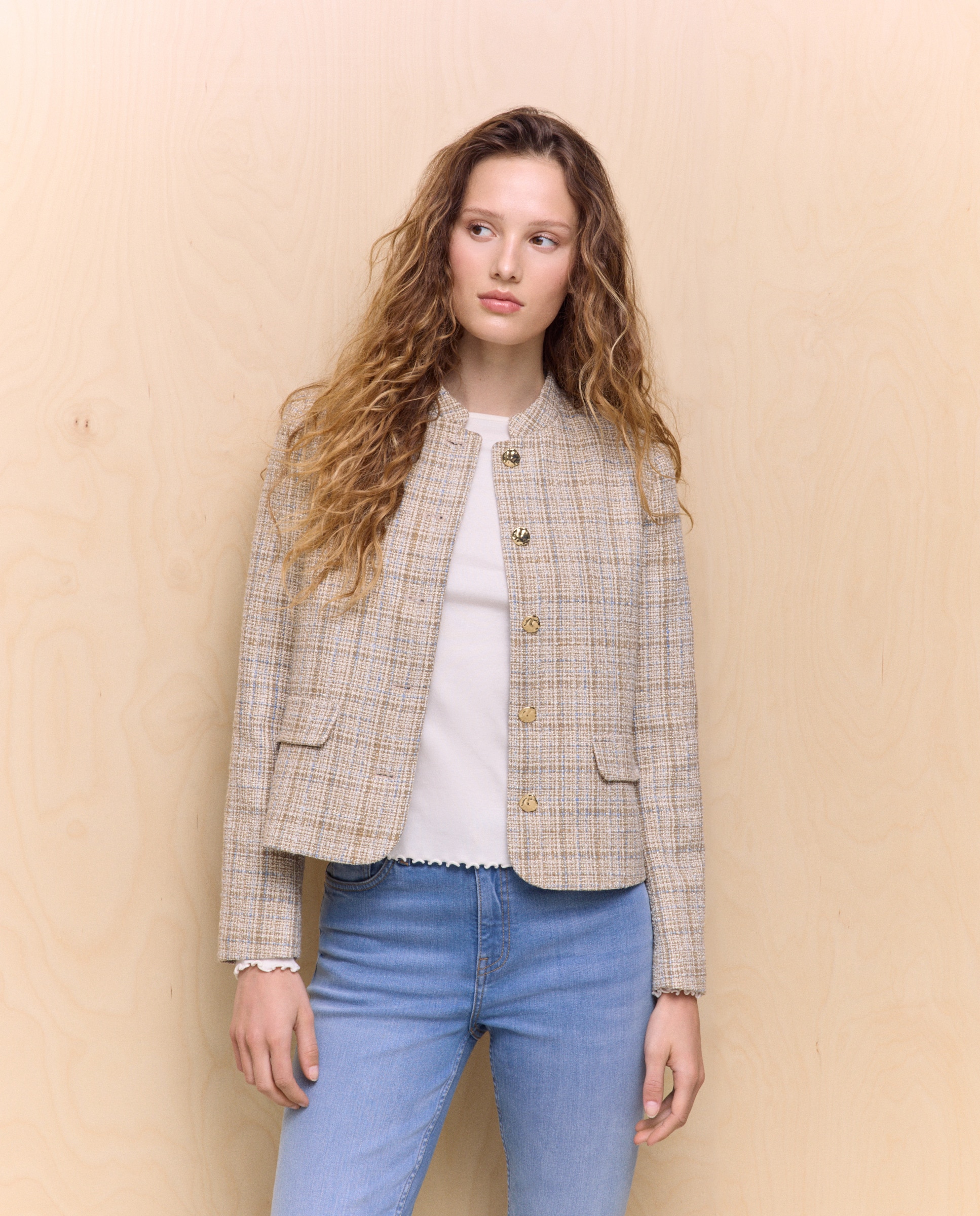 Imagem 0 de Casaco Tweed com Botões de Joia