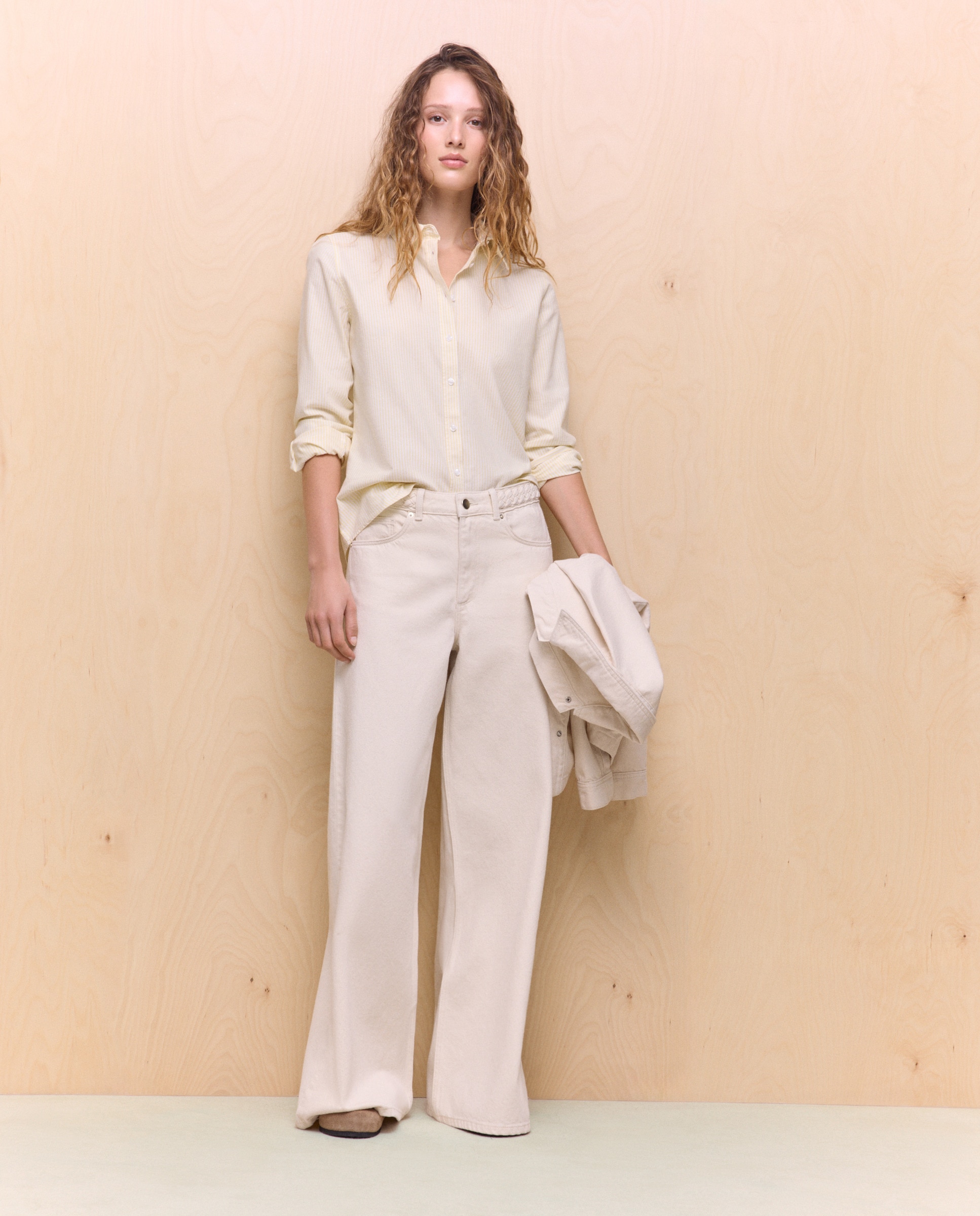 Camisa de Algodão Lisa Amarelo-2