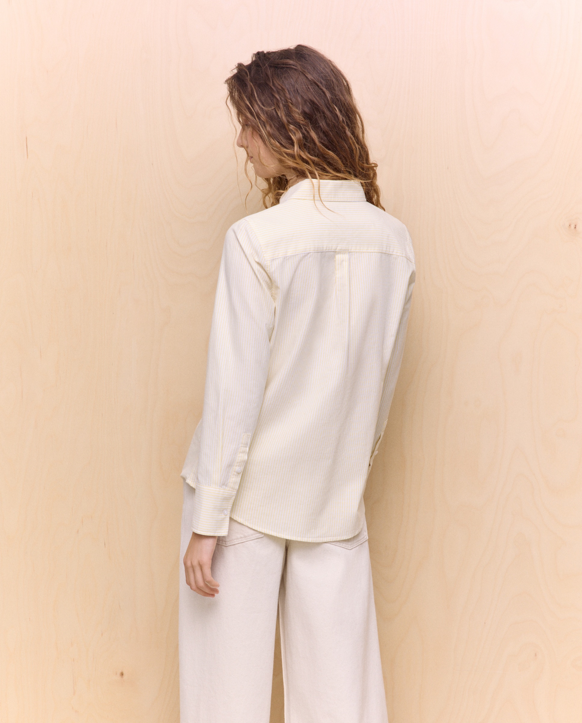 Camisa de Algodão Lisa Amarelo-3