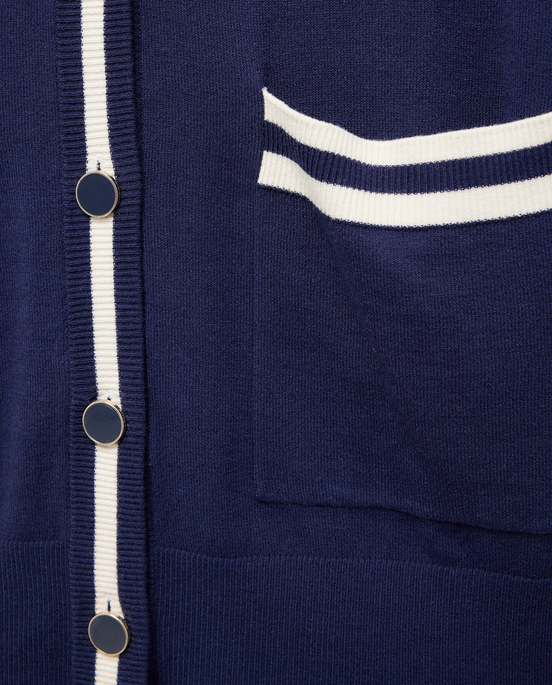 Cardigan com Gola e Bolsos em Contraste Azul-marinho-5