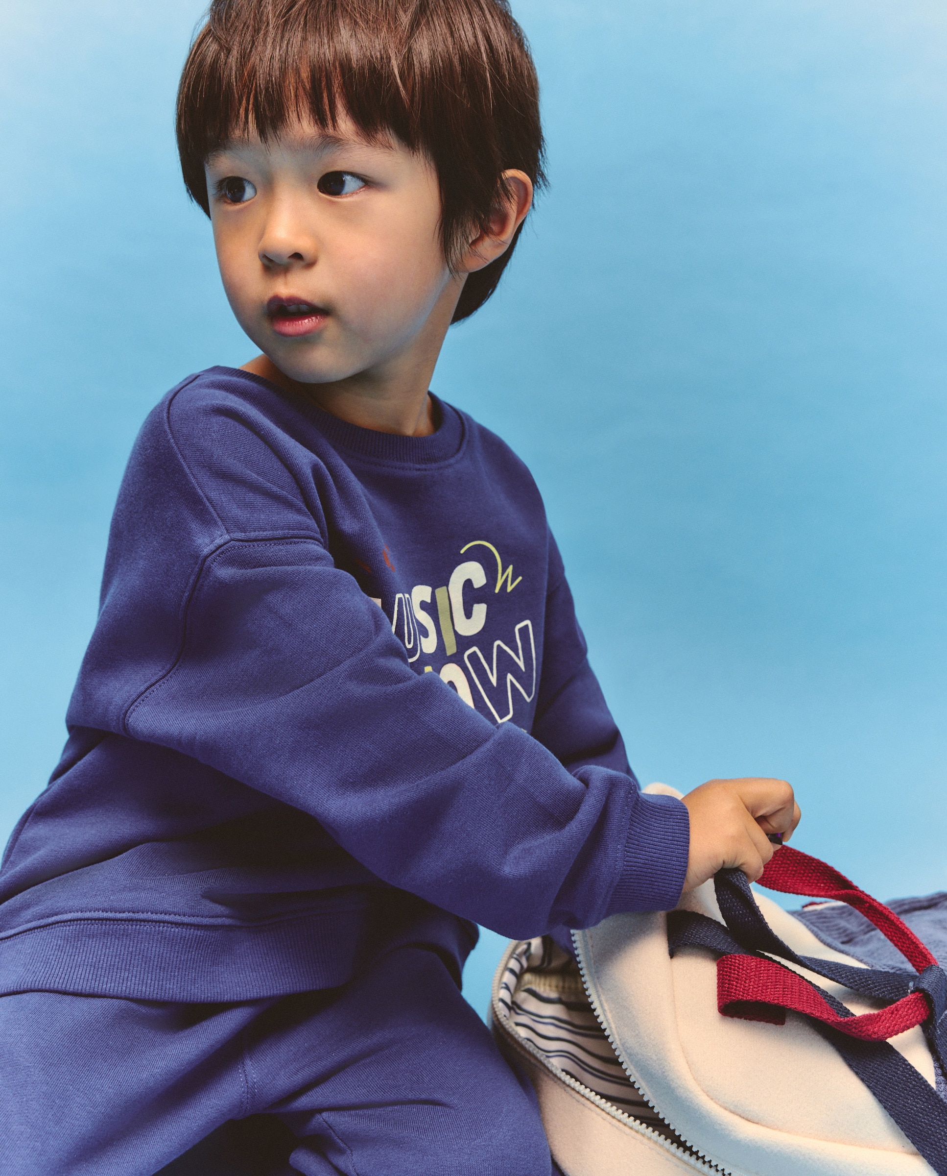 Conjunto de 2 Peças: Sweatshirt Fechada com Estampado Posicional e Calças de Felpa Kids El Corte Inglés Azul-2