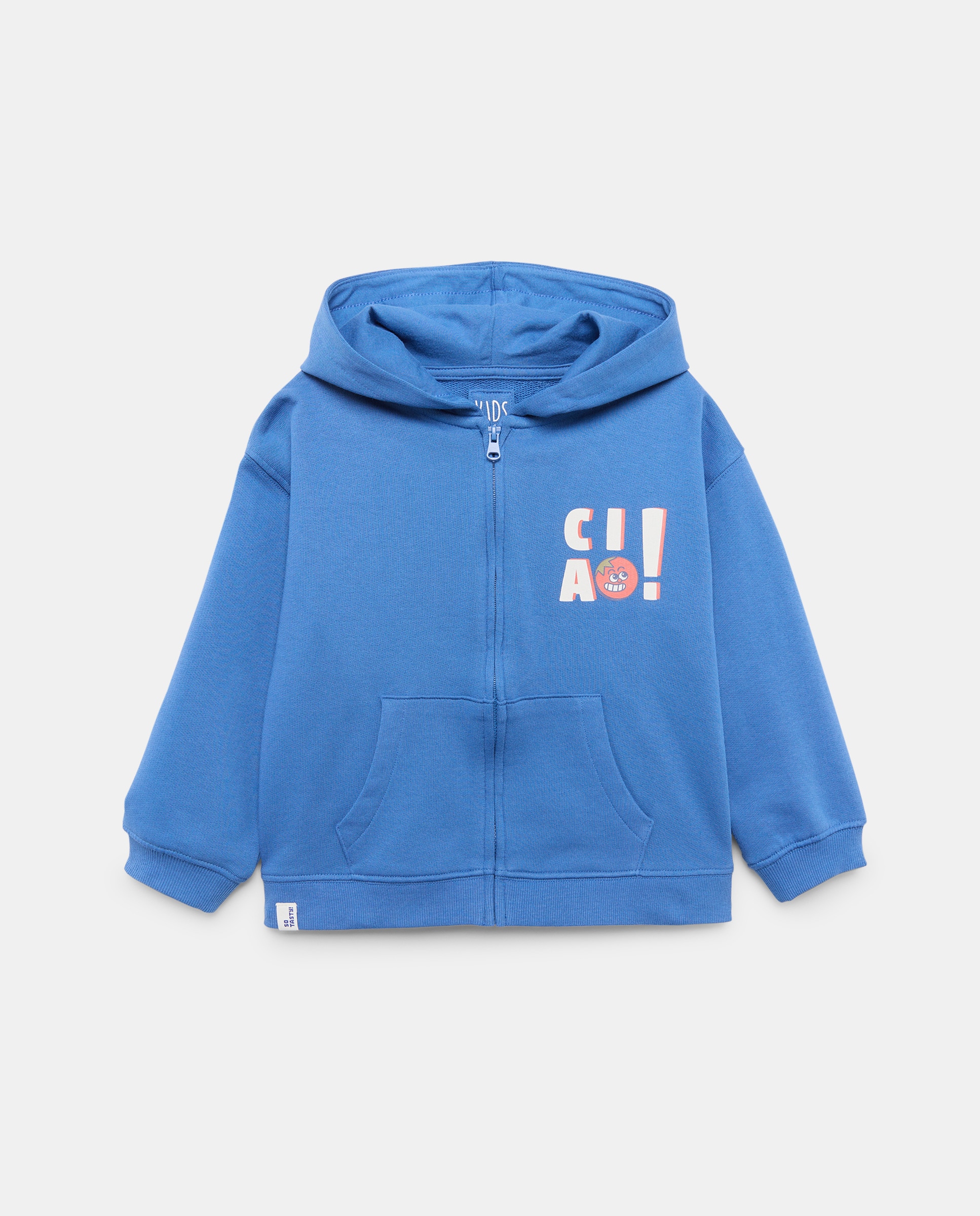 Sweatshirt Aberta com Capuz Azul-3