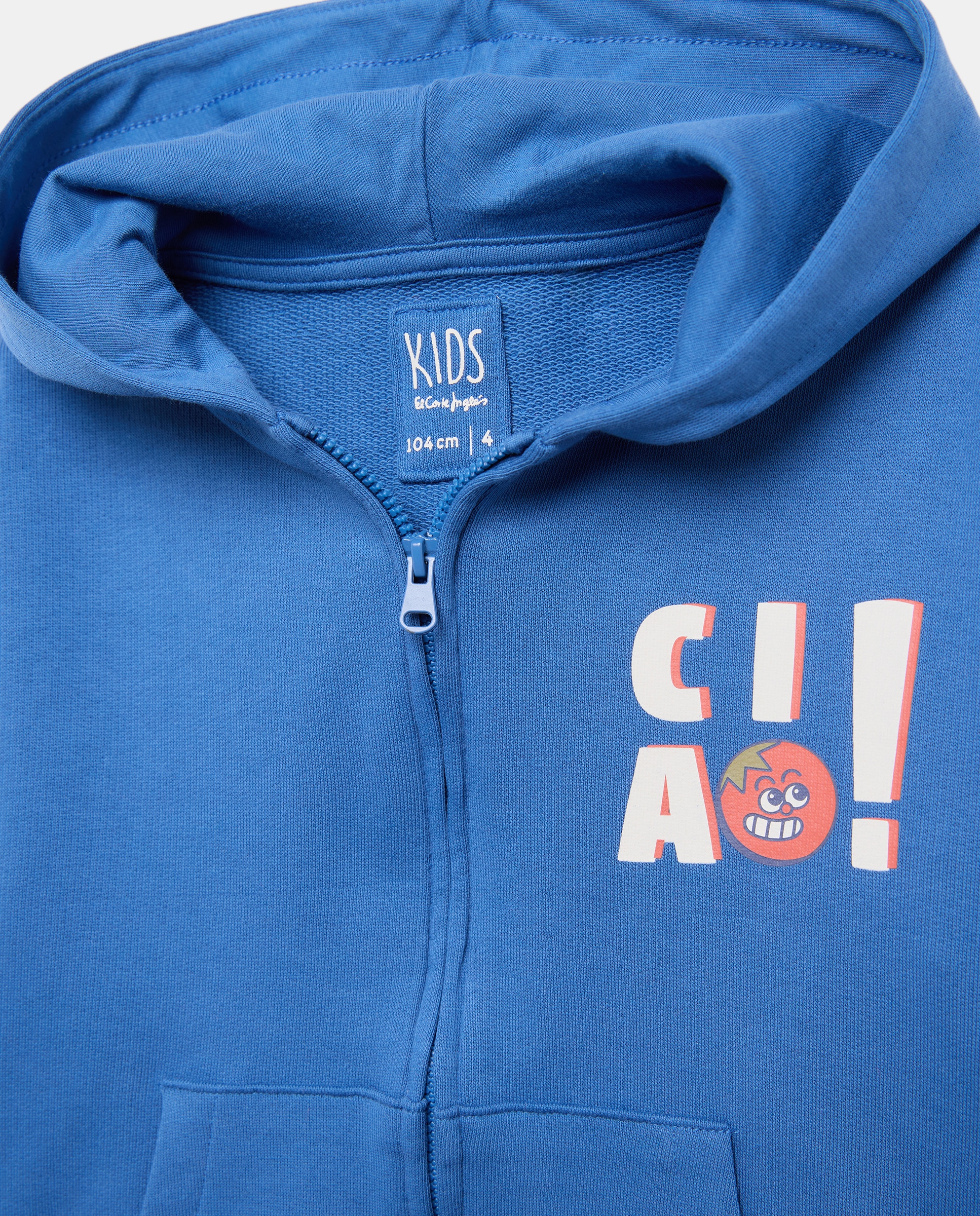 Sweatshirt Aberta com Capuz Azul-4