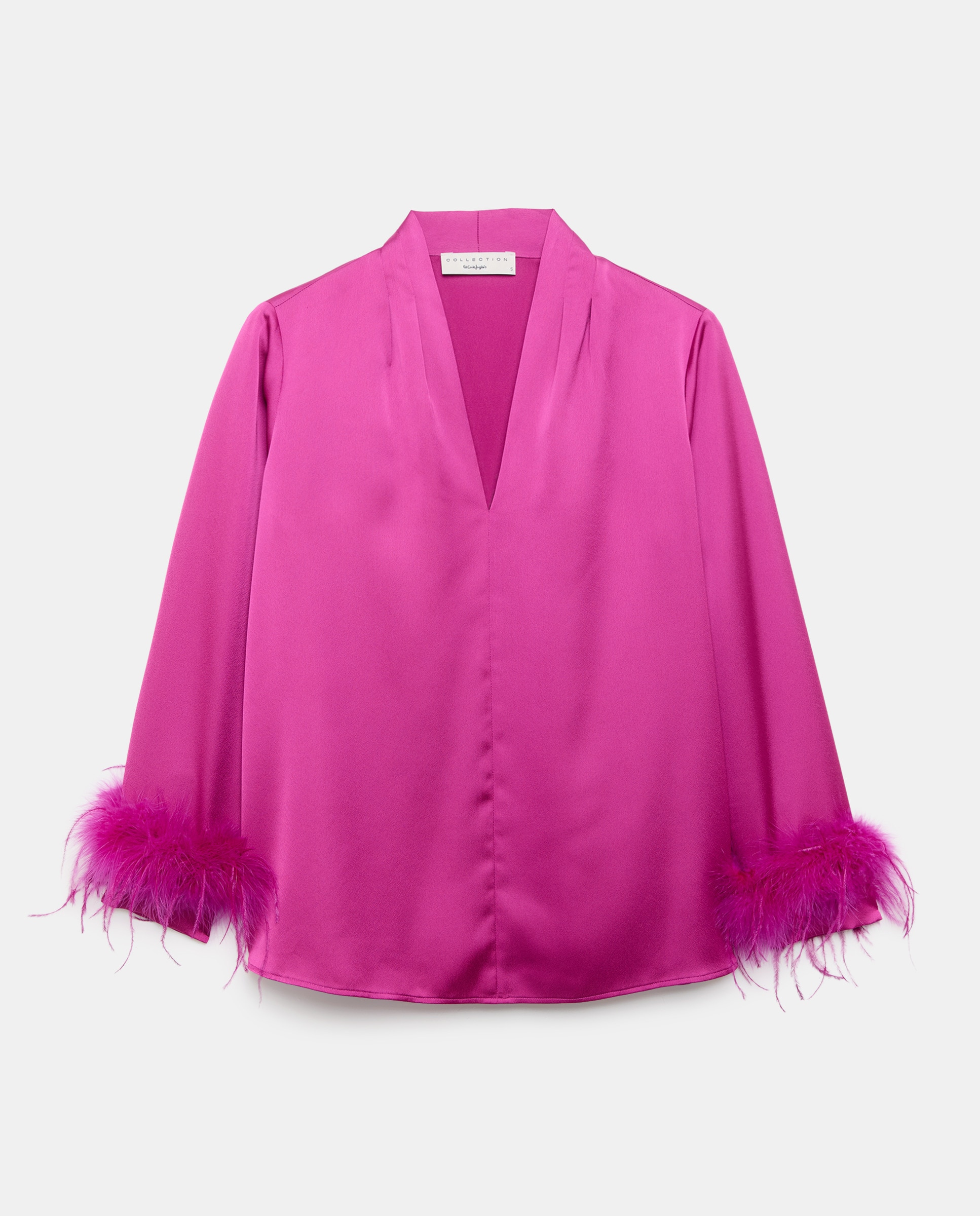 Blusa de Cetim com Manga Comprida Ameixa-5