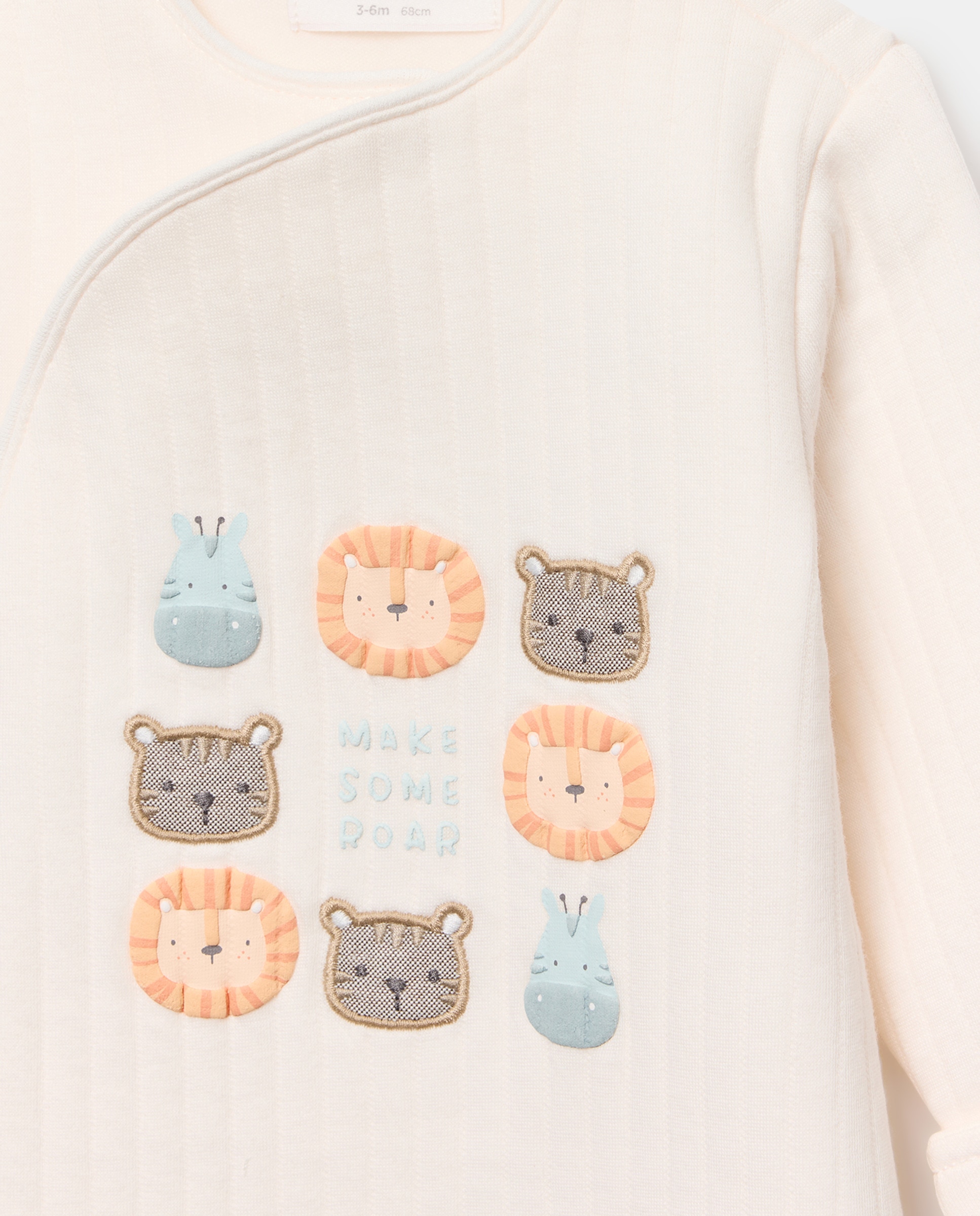 Babygrow Comprido de Bebé com Acolchoado e Estampado de Animais Branco-3