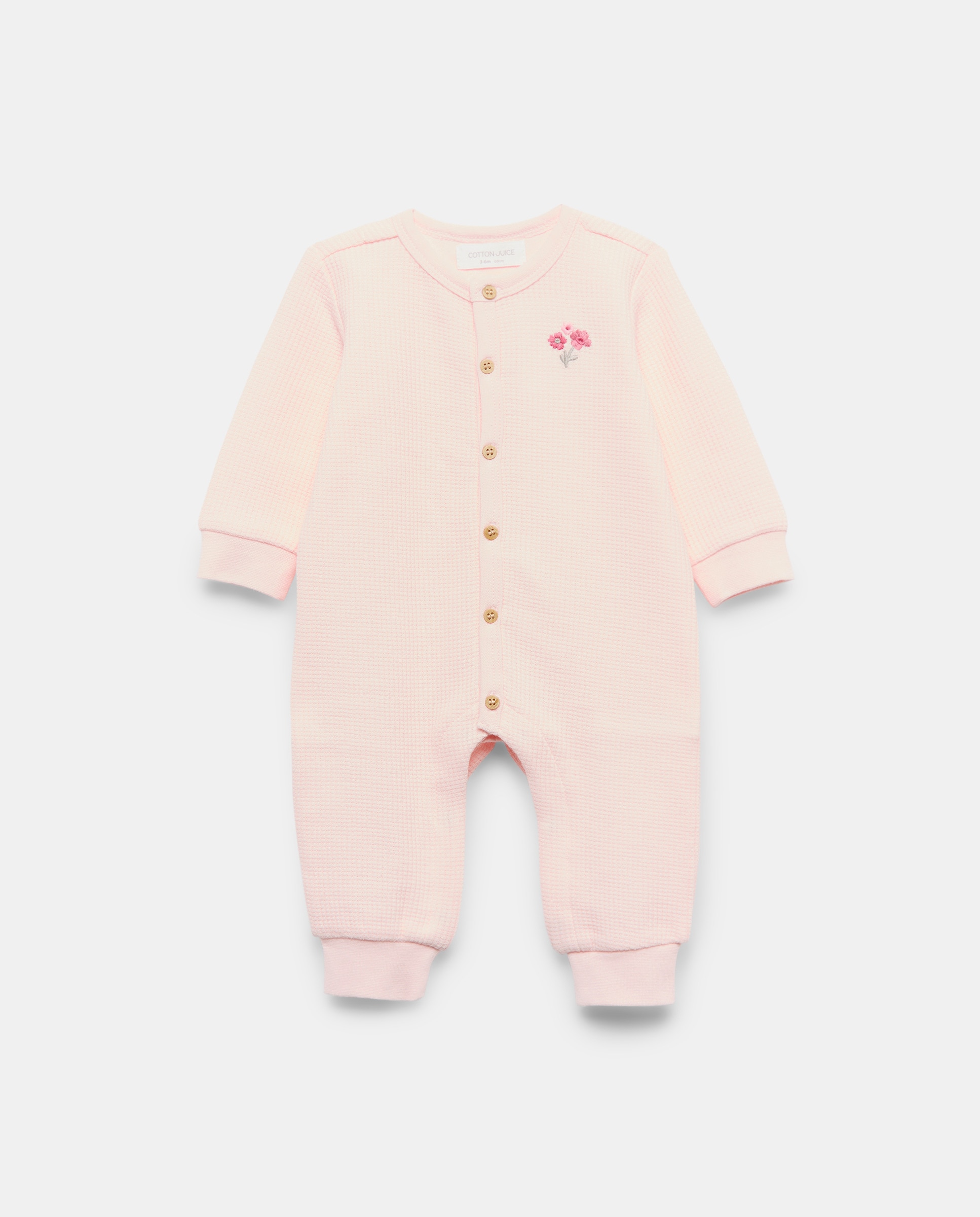 Babygrow Comprido de Bebé com Estrutura 220 Rosa Pálido-1