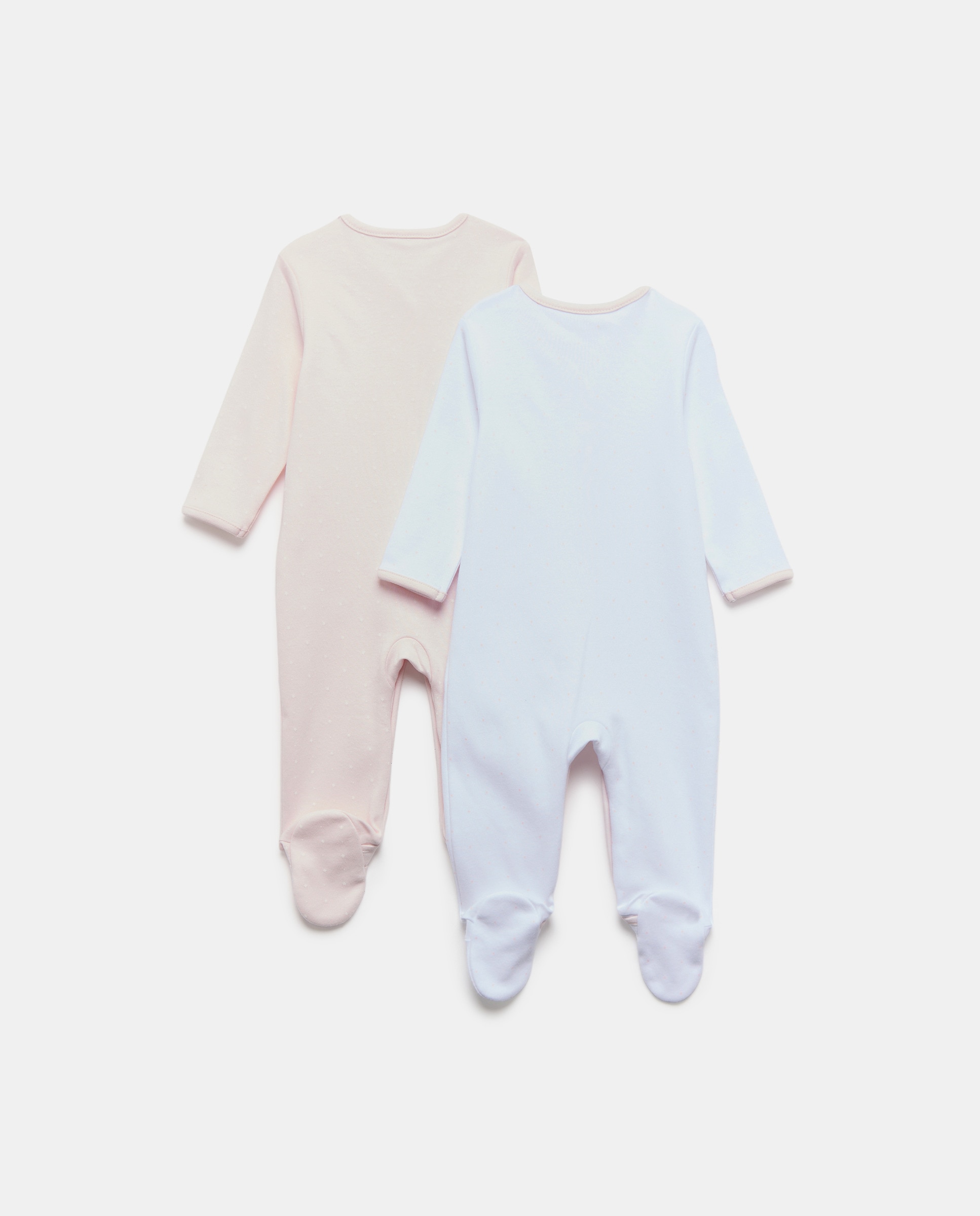 Pack de 2 Babygrows Compridos de Bebé com Estampado de Fantasia Cotton Juice Rosa-2