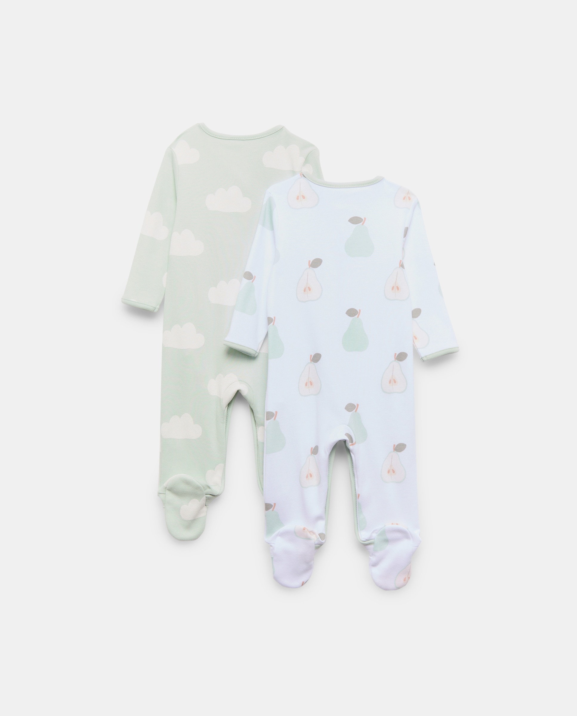 Pack de 2 Babygrows Compridos de Bebé com Estampado de Fantasia Cotton Juice Branco-2