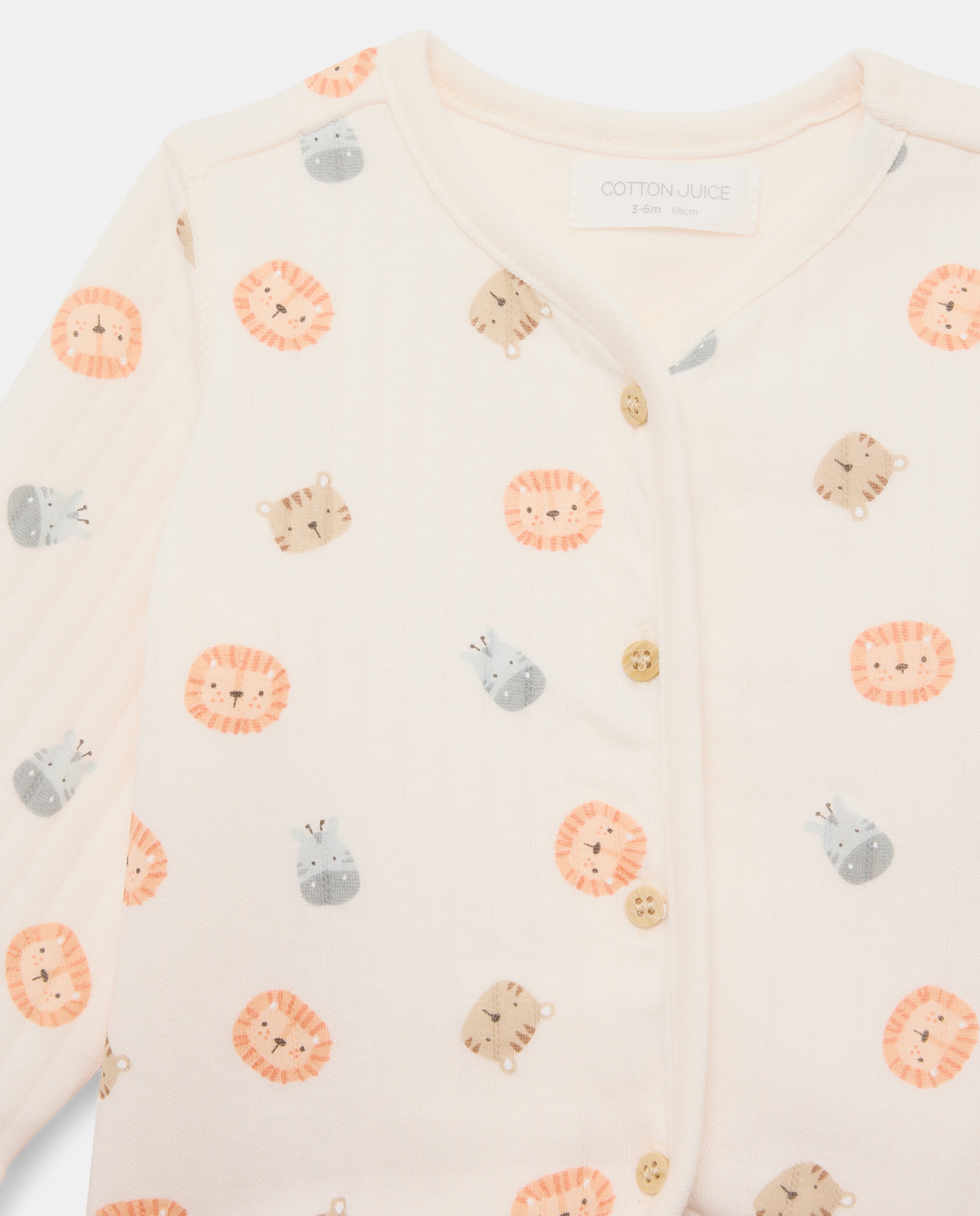 Babygrow Comprido de Bebé com Acolchoado e Estampado de Animais Cotton Juice Vermelho-3
