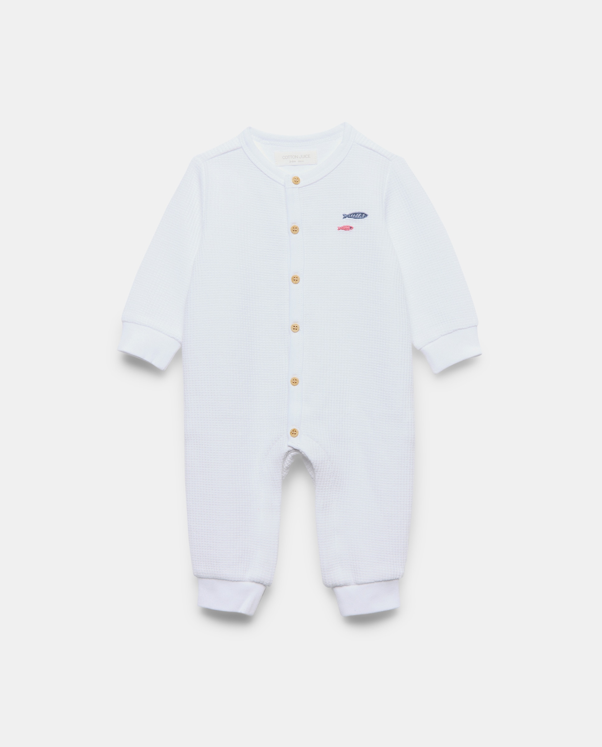 Babygrow Comprido de Bebé com Estrutura Cotton Juice Branco-marfim-1