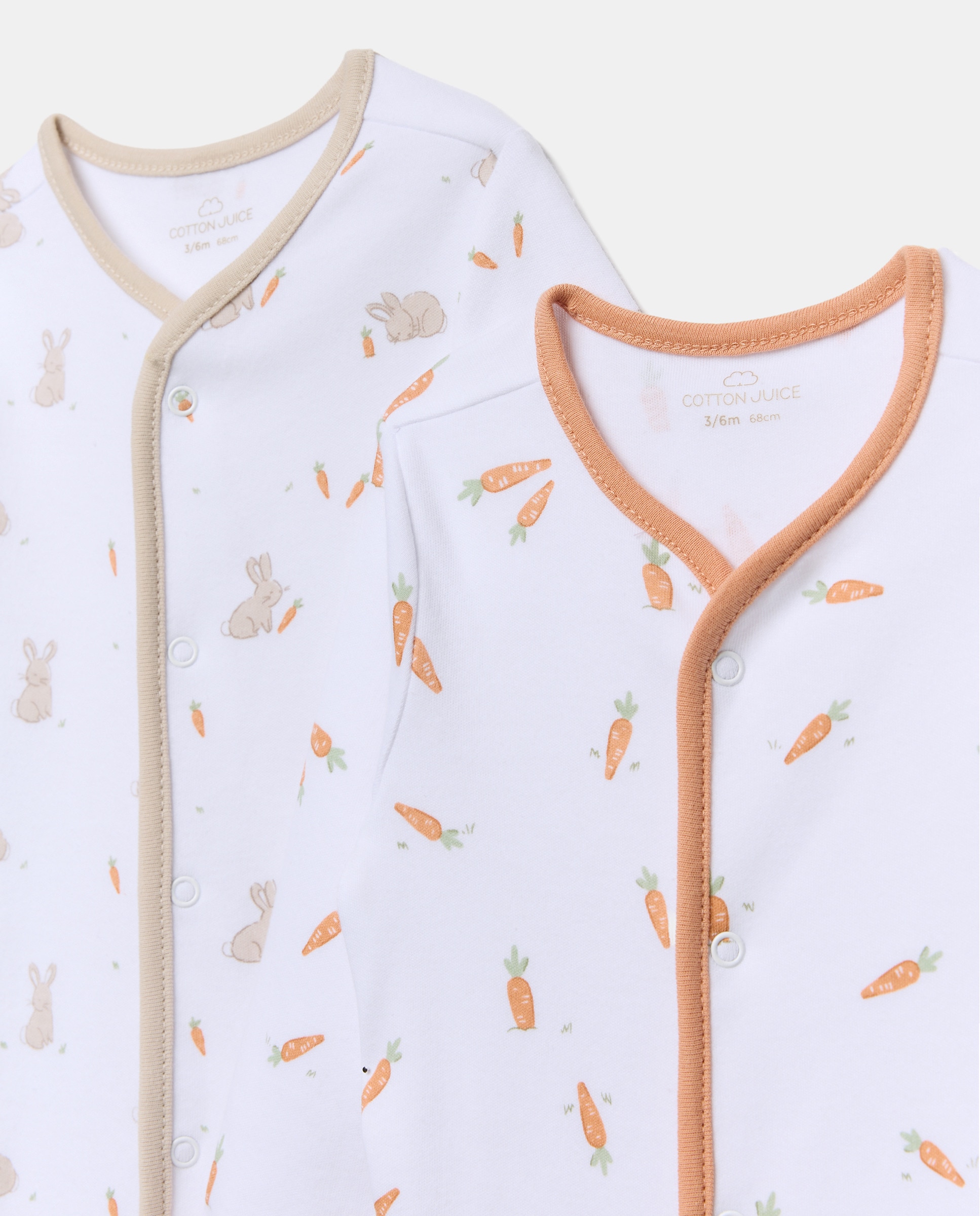 Pack de 2 Pijamas de Bebé Estampados Cotton Juice Branco-3