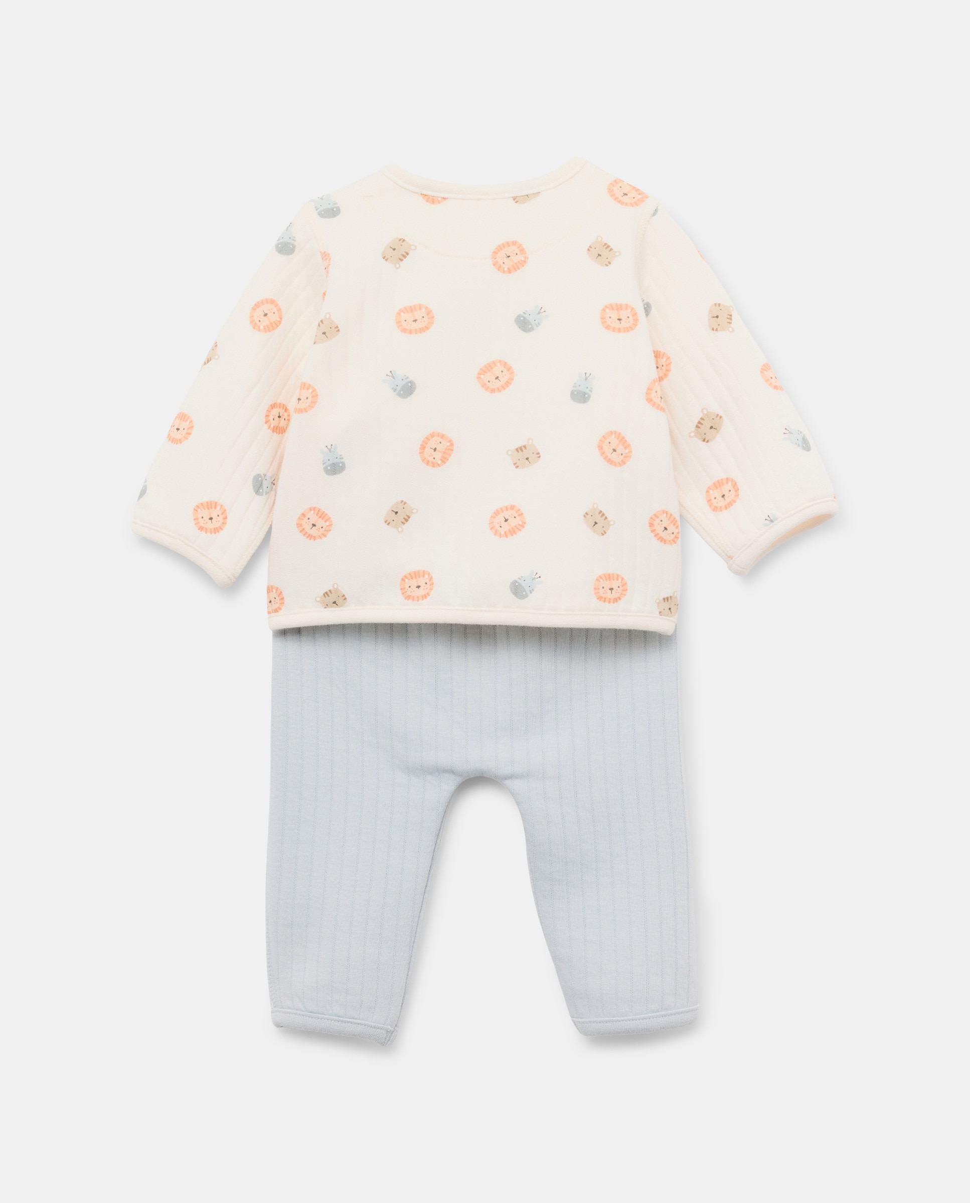 Babygrow Comprido de Bebé com Acolchoado e Estampado de Animais Azul-2