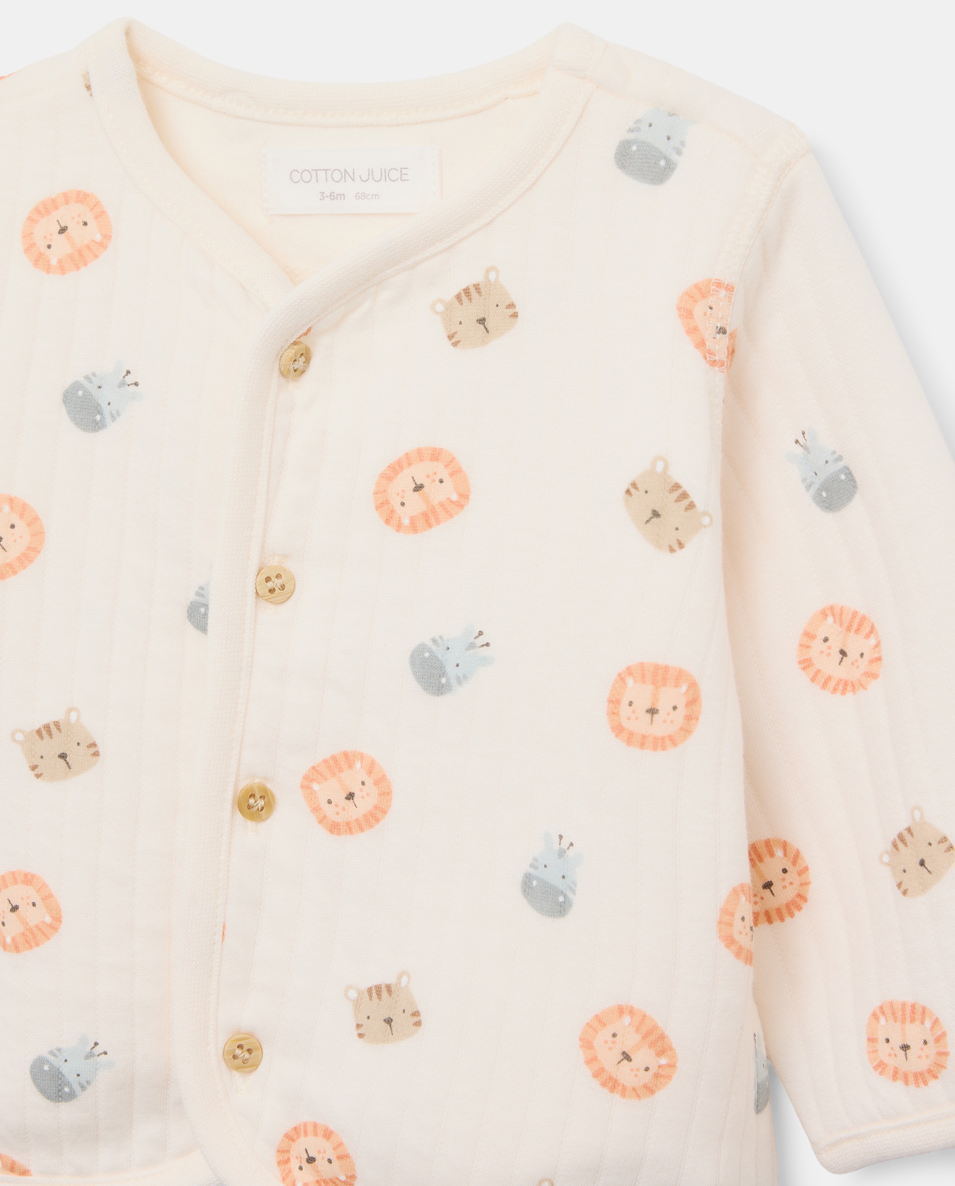 Babygrow Comprido de Bebé com Acolchoado e Estampado de Animais Azul-3