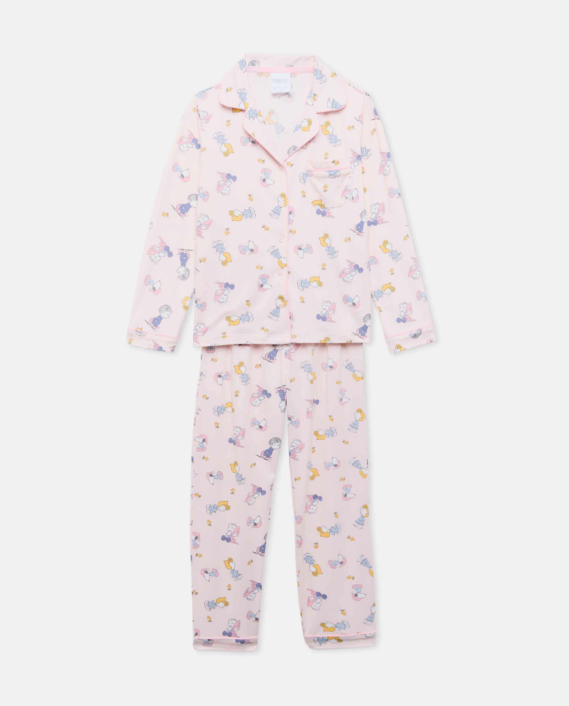 Pijama Abotoado Snoopy Rosa-5