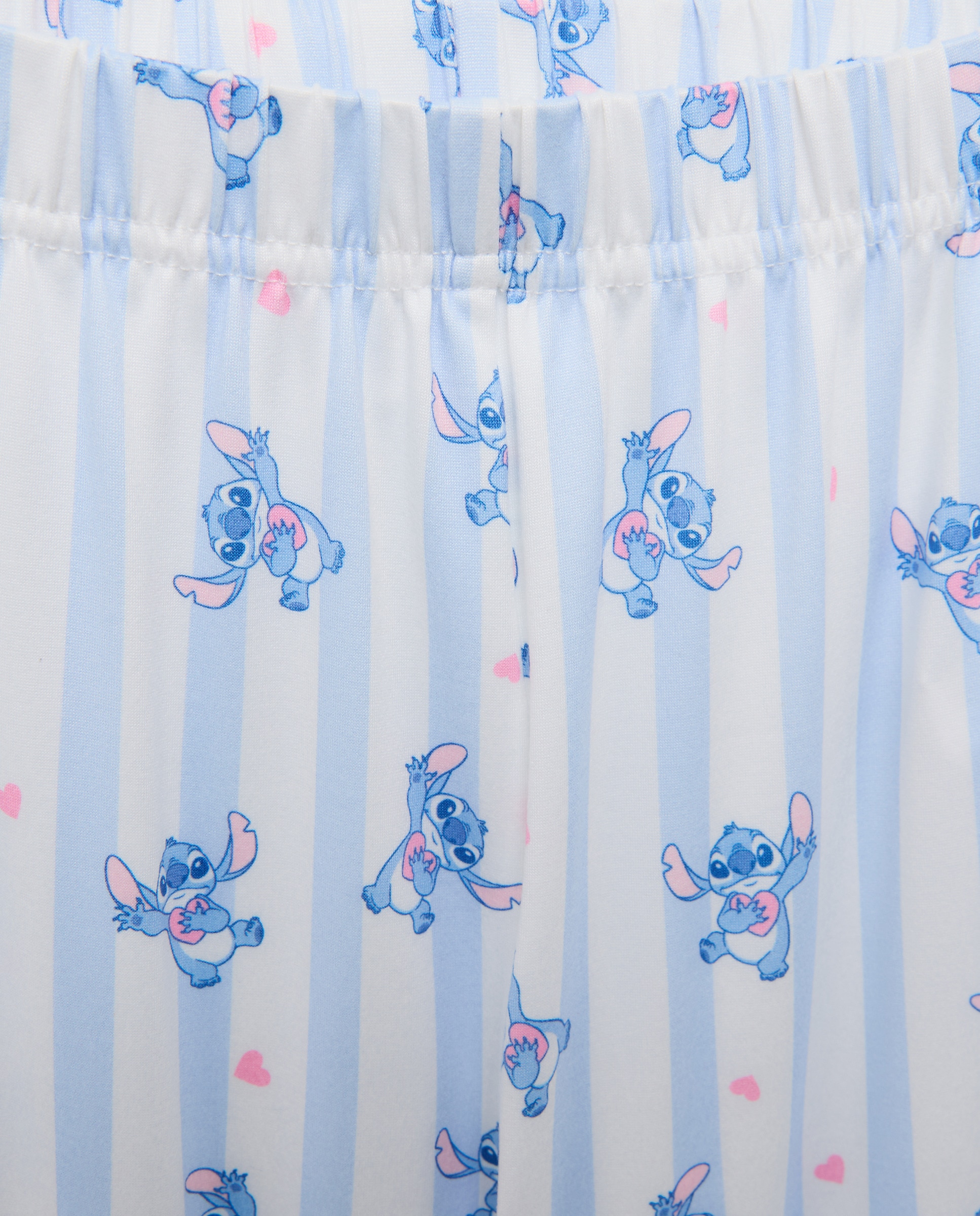 Pijama Comprido Abotoado Lilo & Stitch às Riscas Cotton Juice Azul-5