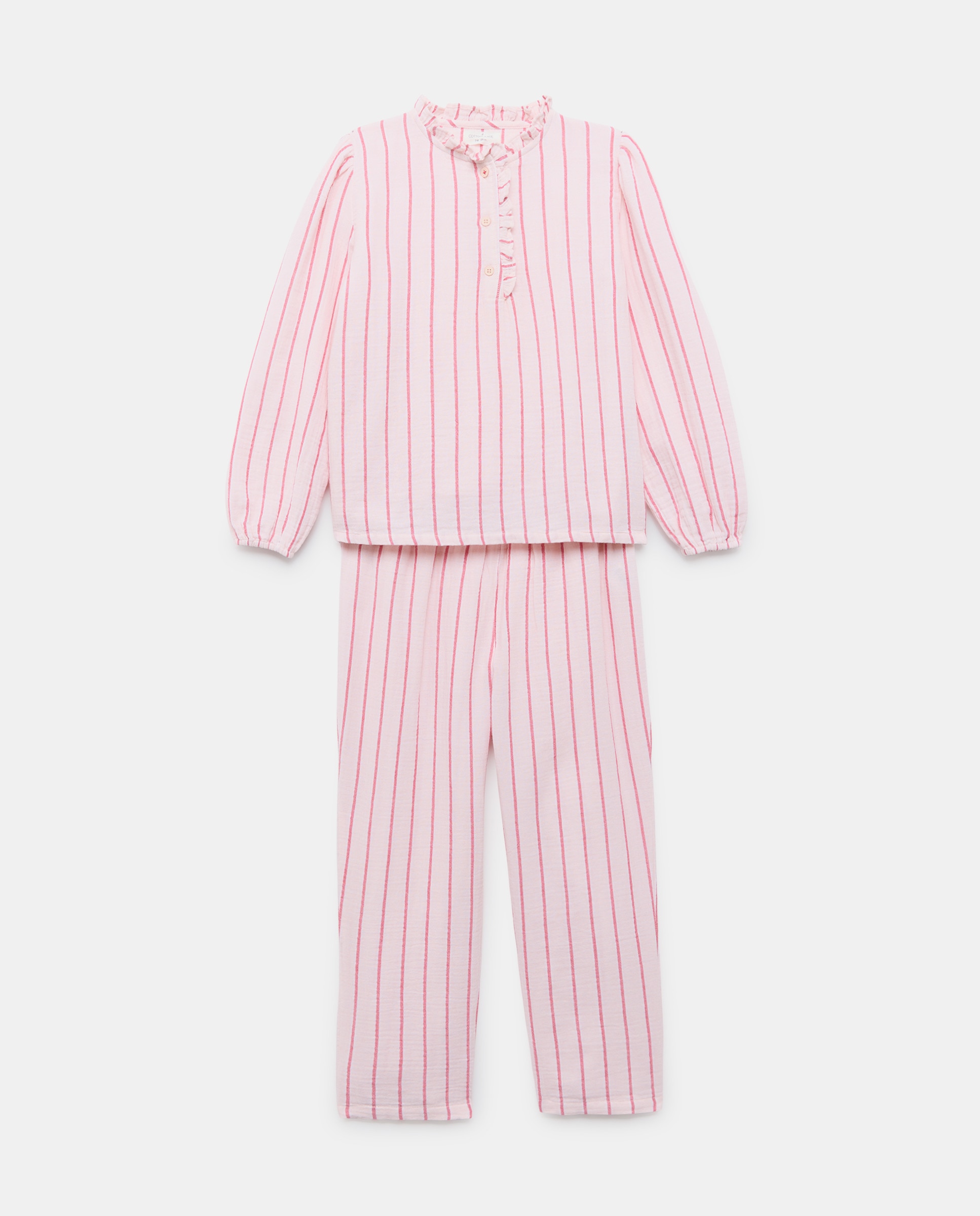 Pijama Completo Comprido em Chiffon com Botões Cotton Juice Rosa-5