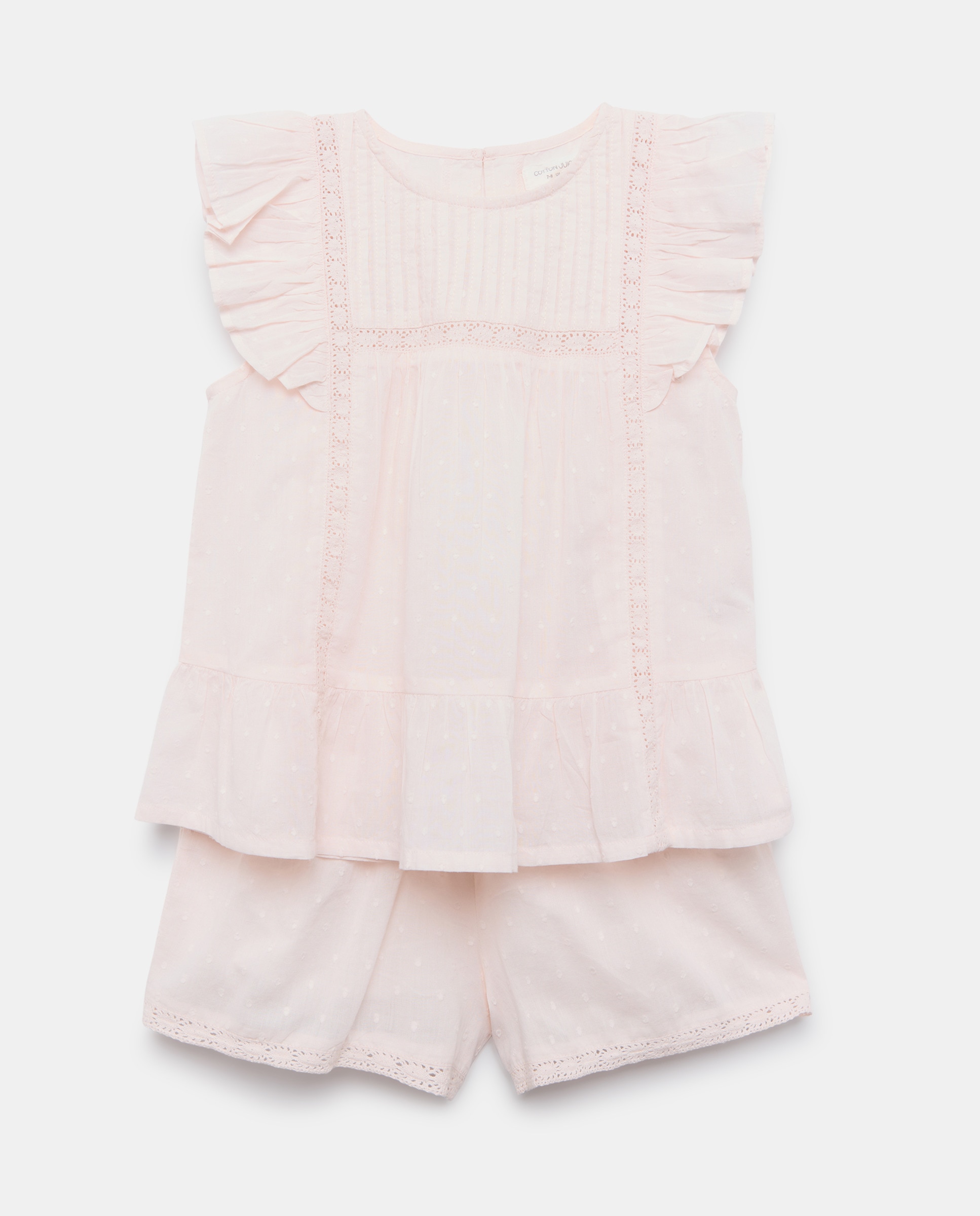 Pijama Completo de Gola Plana de Plumetti Comunhão Cotton Juice 220 Rosa Pálido-5