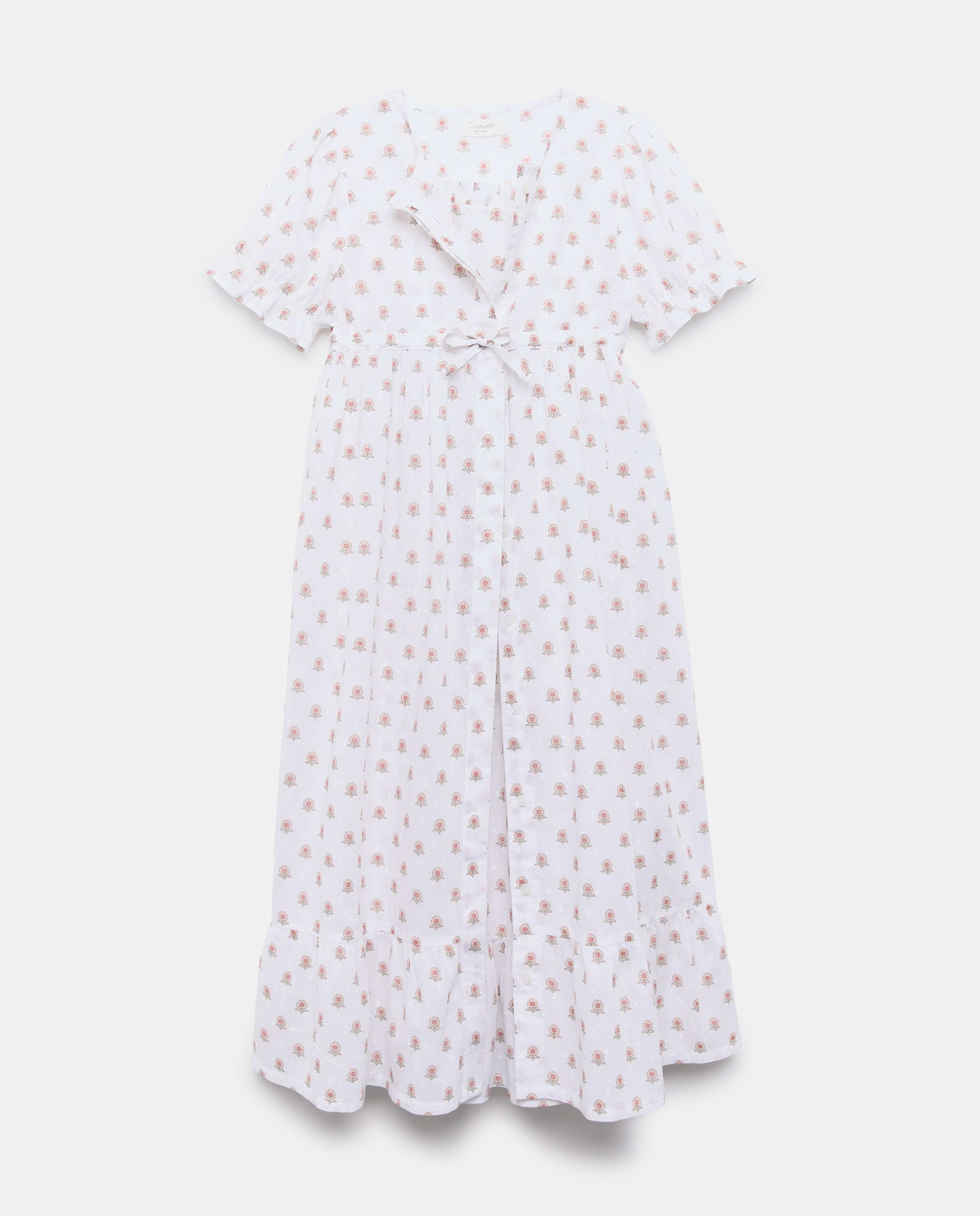Conjunto de Comunhão (Robe + Camisa) com Plumetti Floral Cotton Juice Branco-5