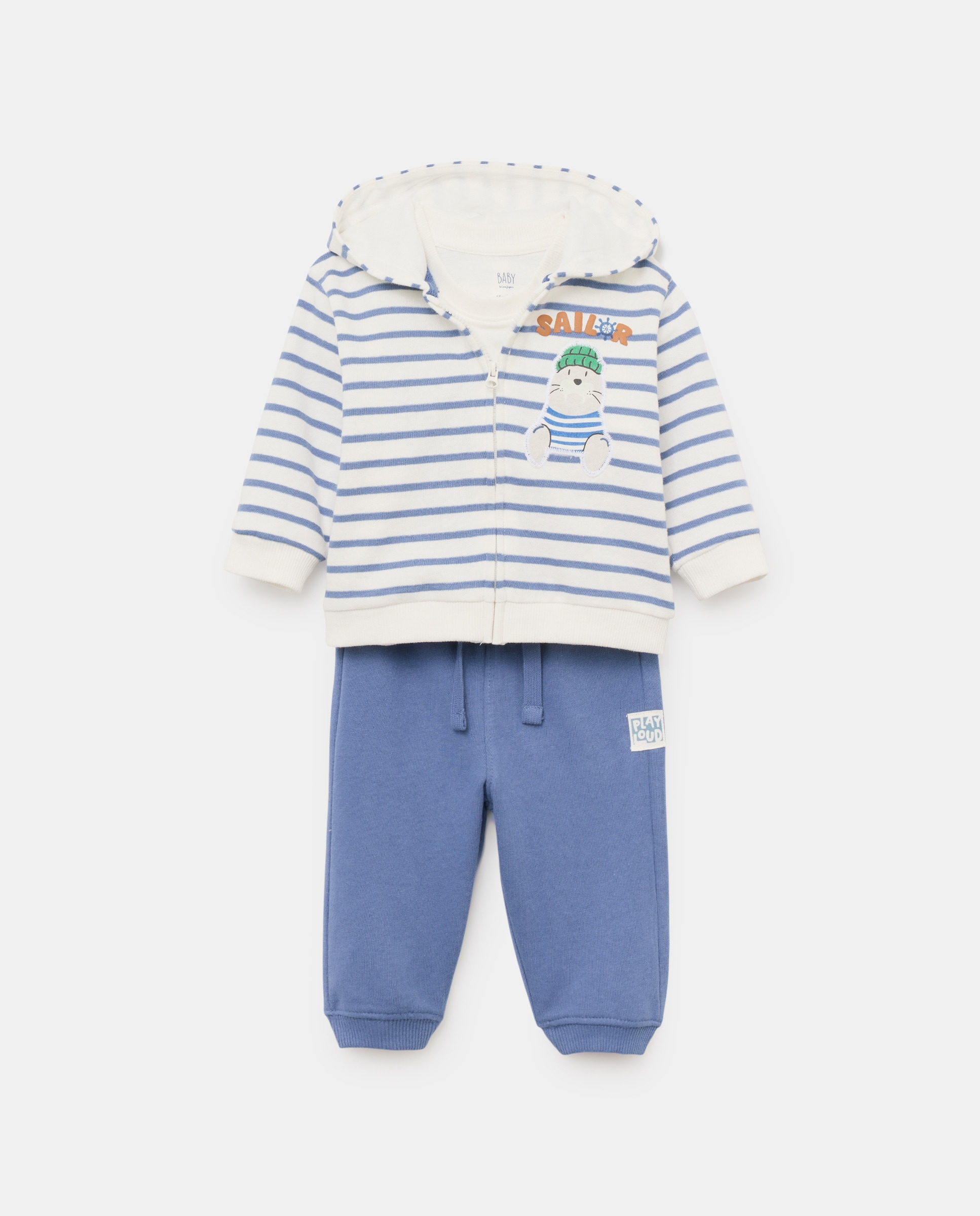 Conjunto de 3 Peças de Bebé Branco-marfim-1