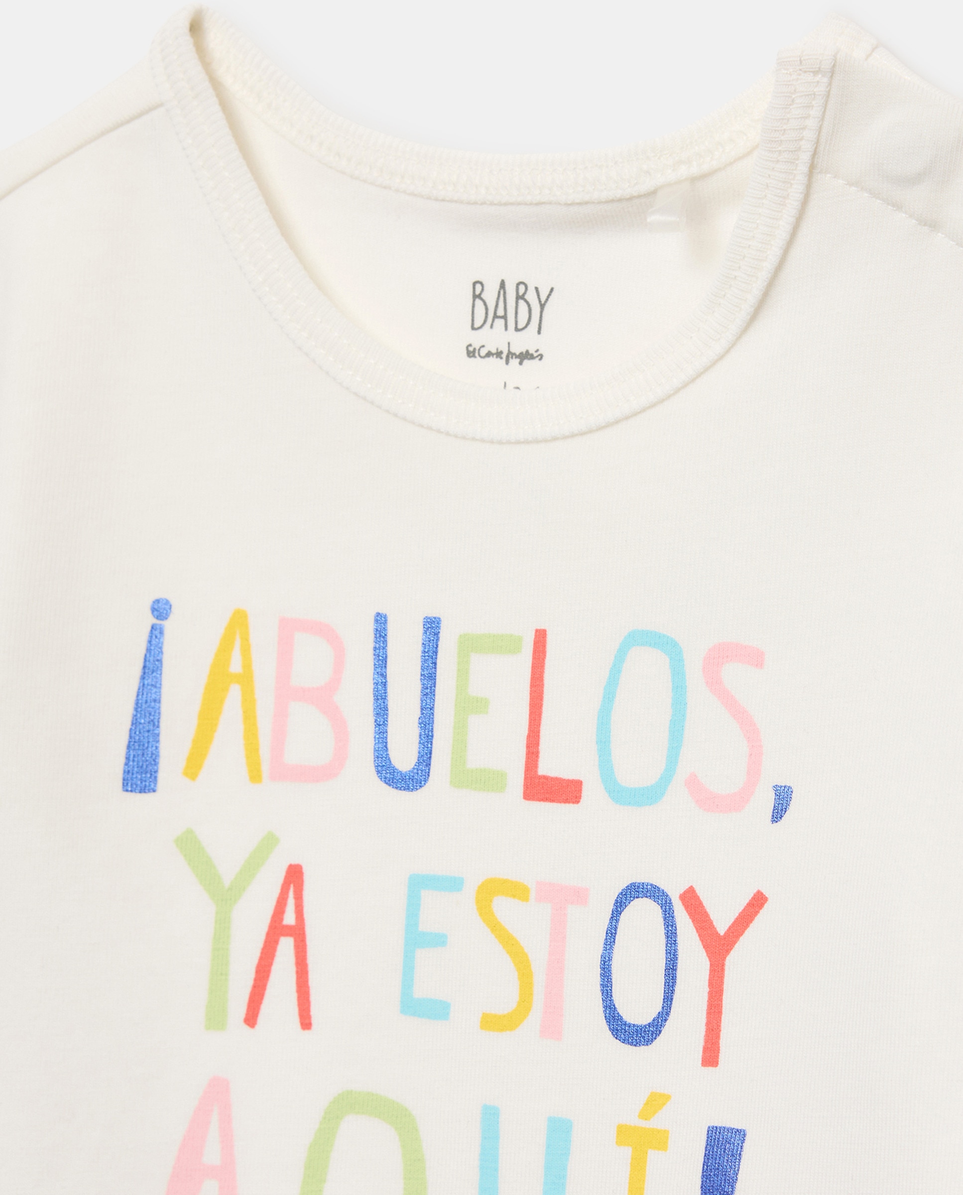 Body de Bebé com Mensagem "Abuelos ya Estoy Aquí!" Baby El Corte Inglés Branco-marfim-3