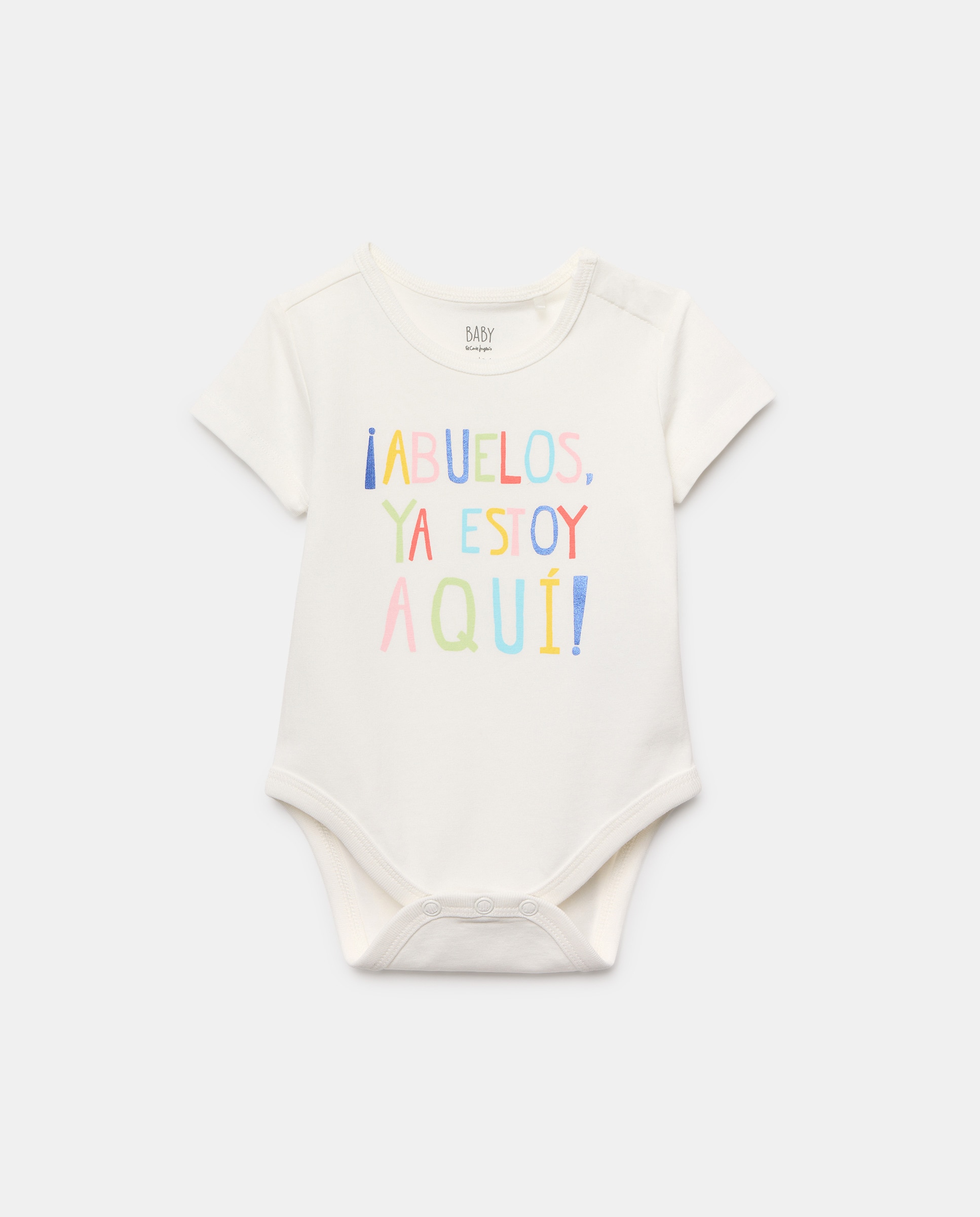 Body de Bebé com Mensagem "Abuelos ya Estoy Aquí!" Baby El Corte Inglés Branco-marfim-1