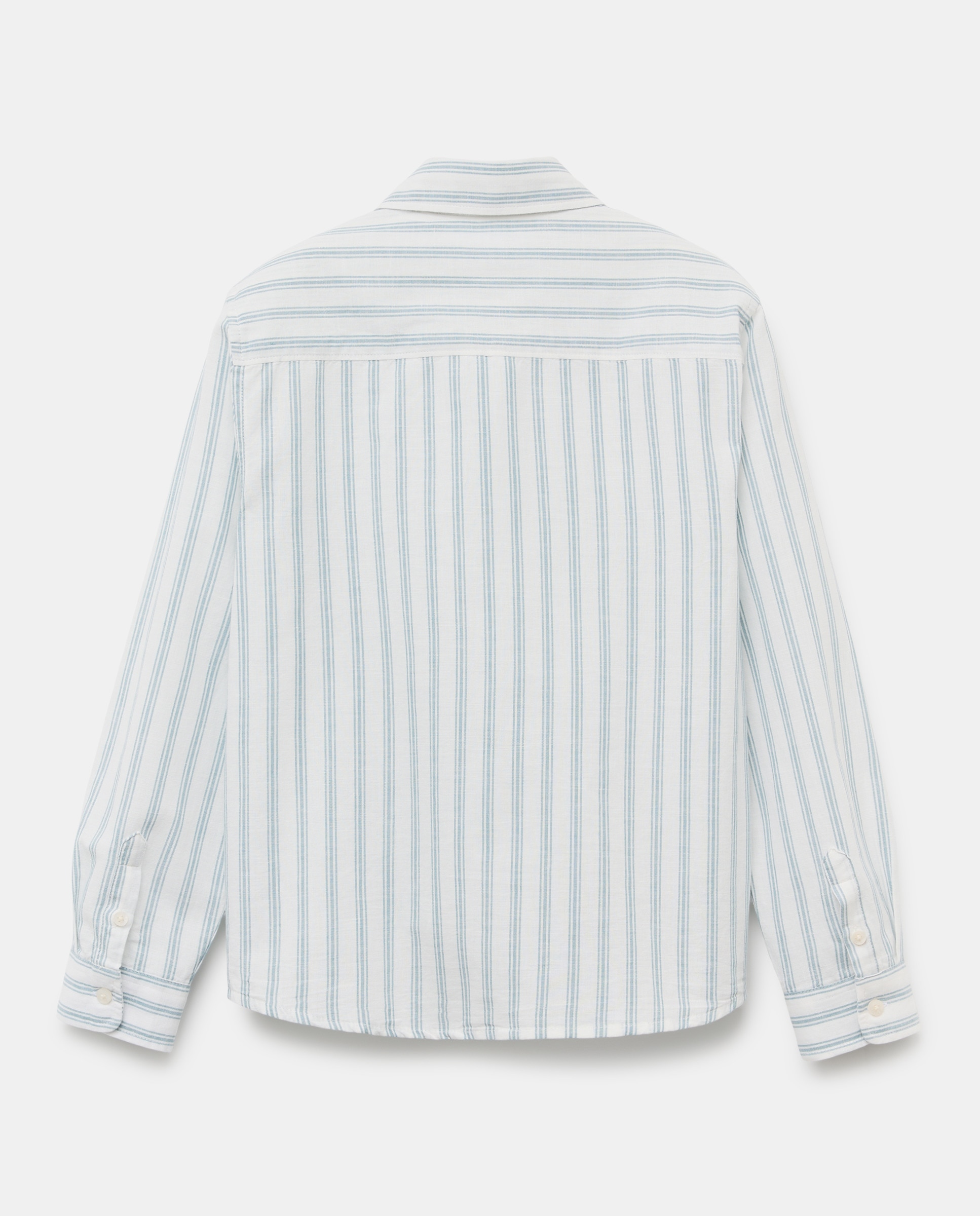 Camisa de niño algodón-lino rayas Verde Pato-2