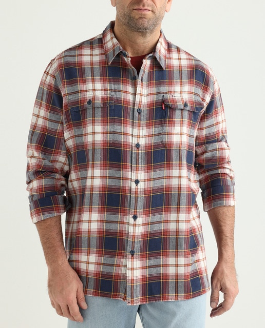 Imagen 0 de Camisa de hombre classic de cuadros marrón tallas grandes