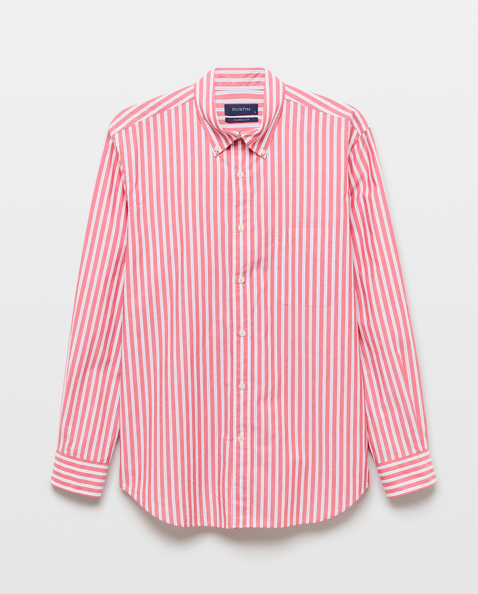Camisa Casual de Popelina Classic Fit às Riscas Laranja-5