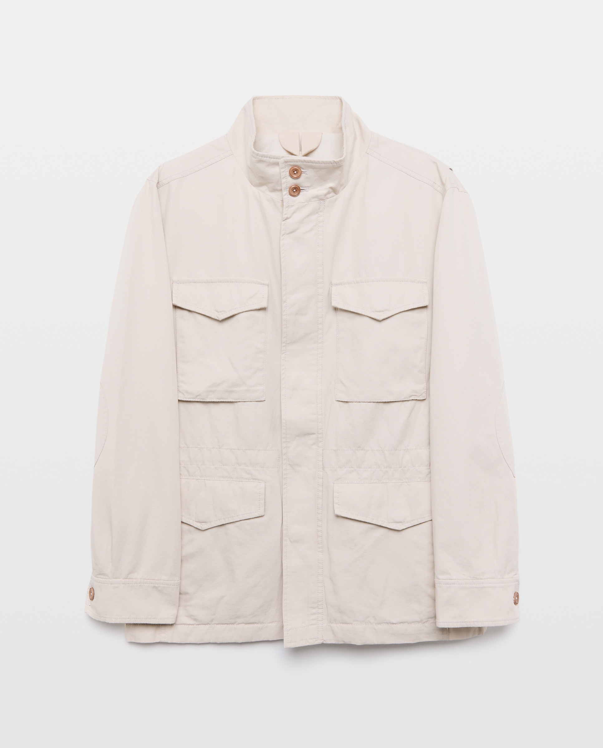 Field Jacket Ligeiro com Mistura de Algodão e Linho Pedra-6