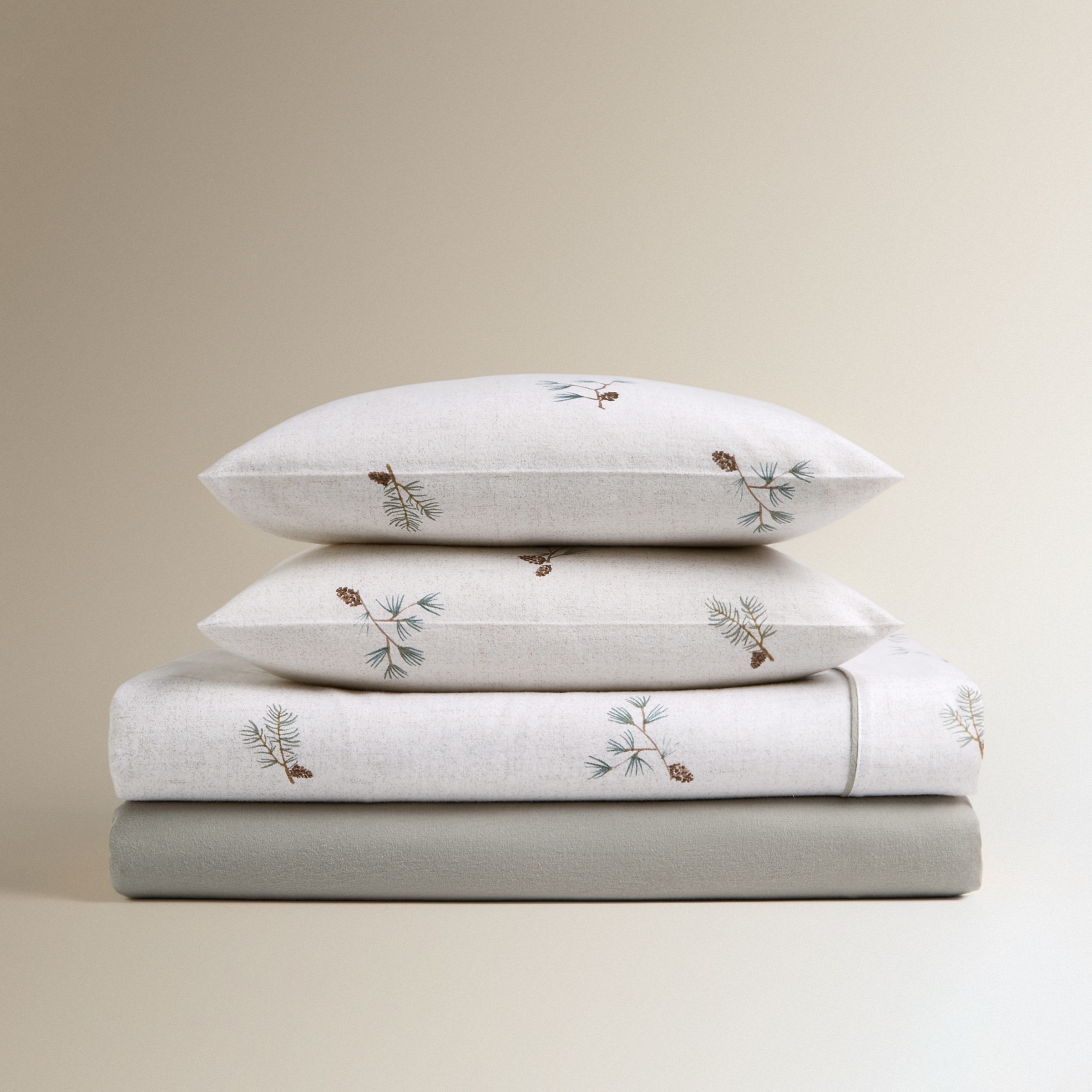 Juego de sábanas con bajera franela Pinecone Verde-6