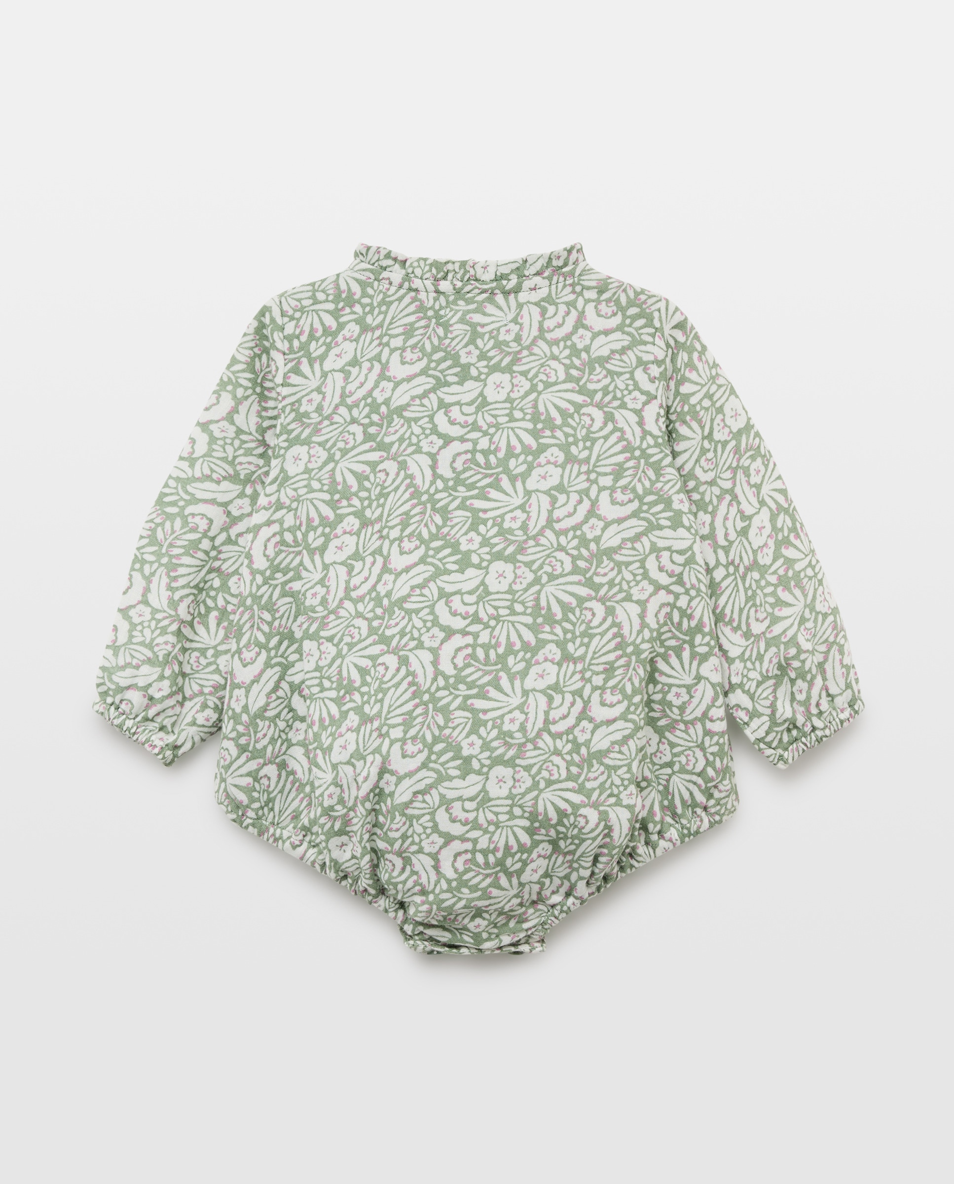 Ranita de recién nacido manga larga estampada 530 Verde oscuro-2