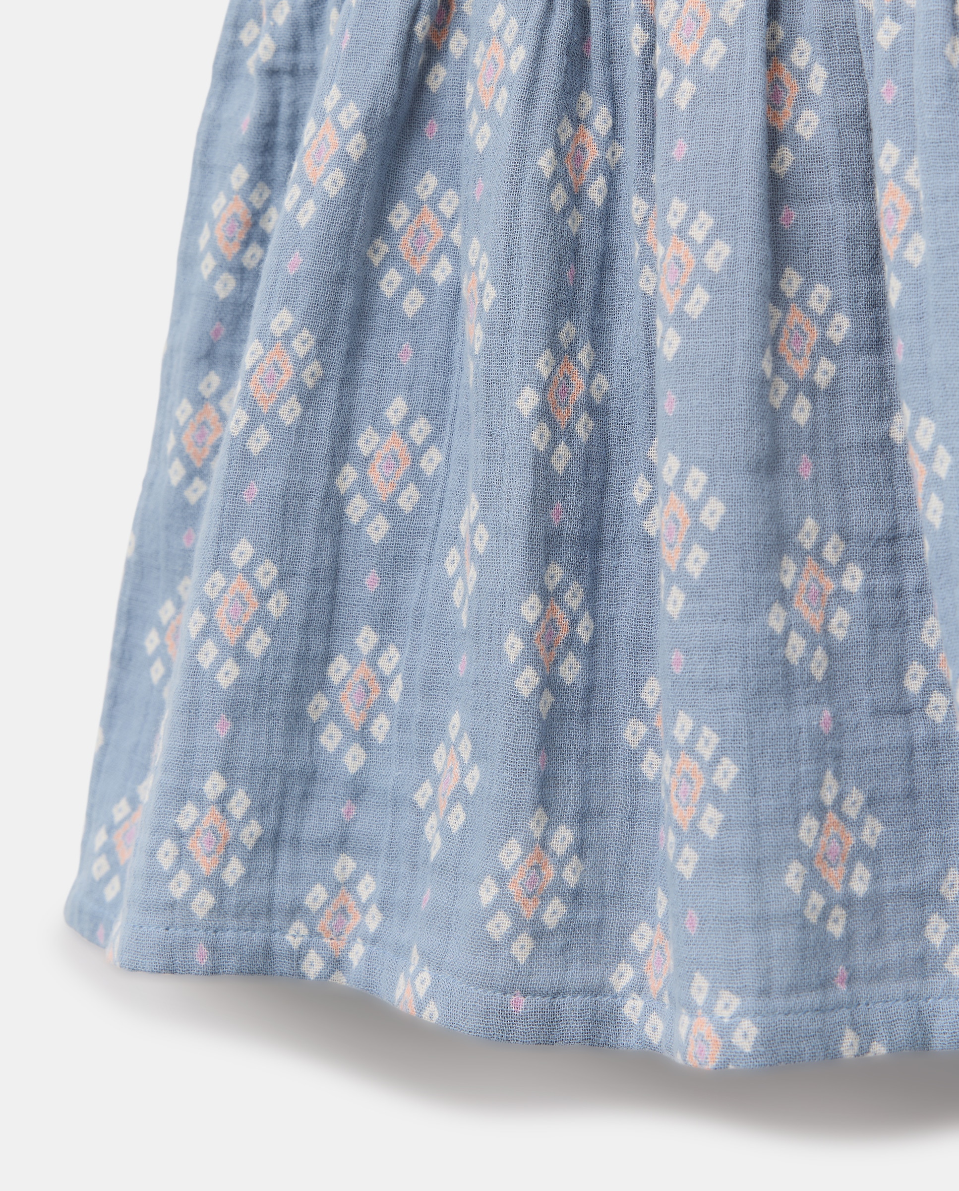 Vestido bebé niña de doble gasa estampado Azul pálido-3