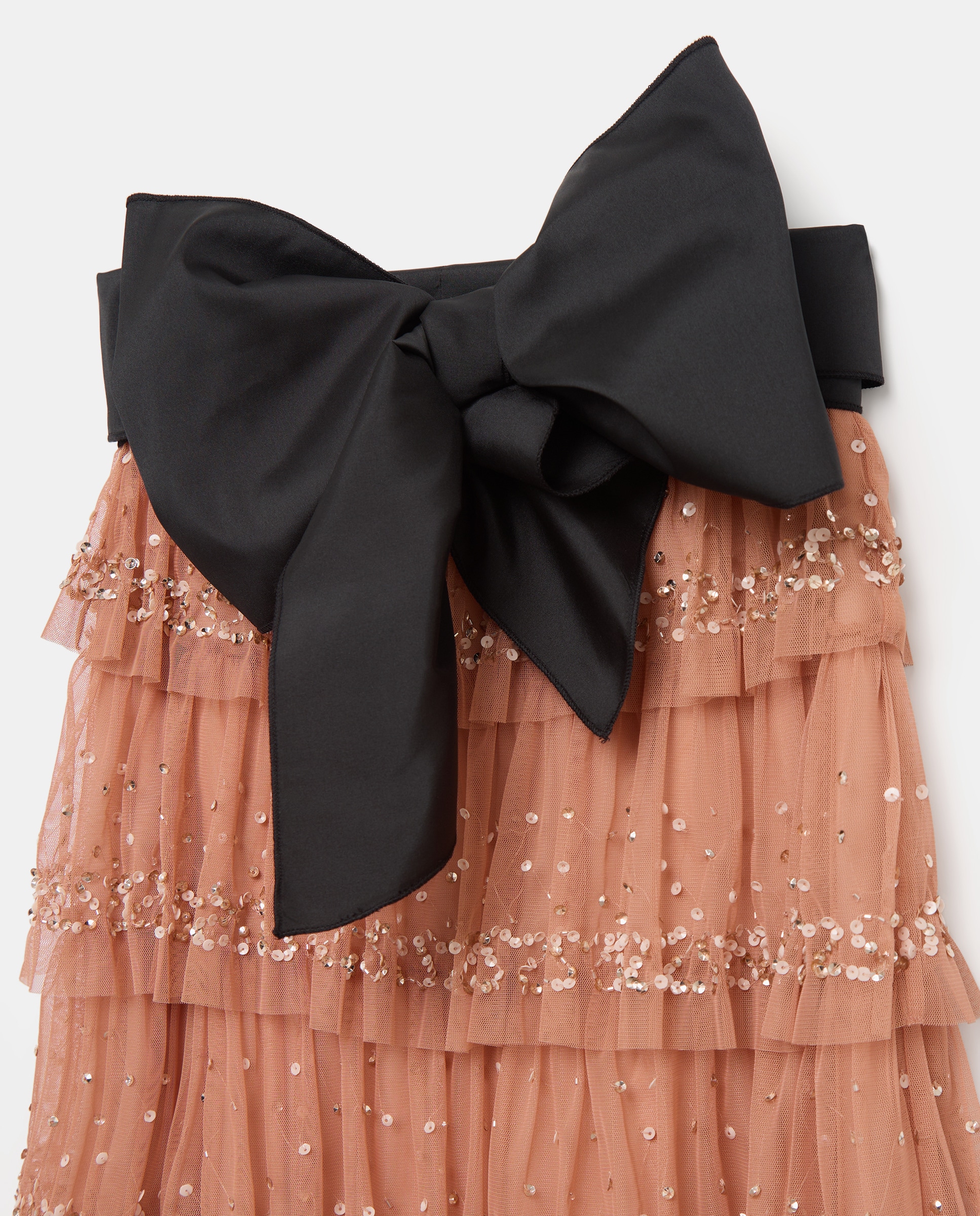 Saia Midi de Tule com Folhos e Pedraria 390 Ouro-5