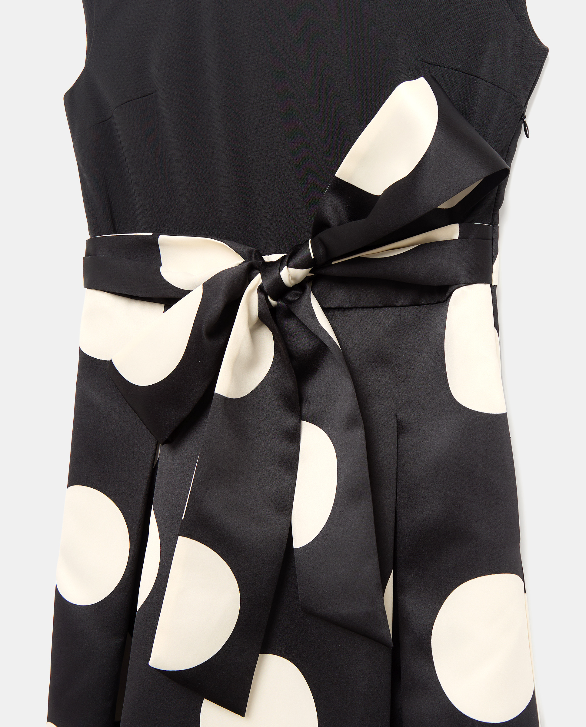 Vestido Comprido com Top de Malha e Saia às Bolinhas Preto-5