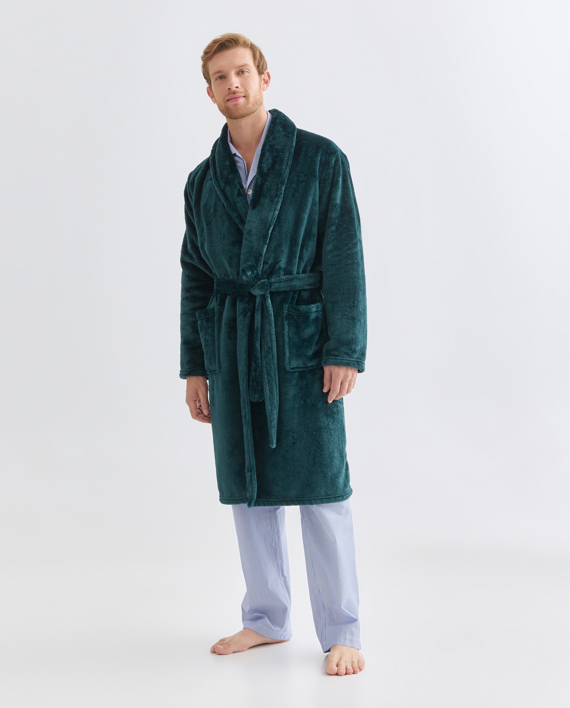 Robe em Velour com Estrutura na Diagonal Verde-1