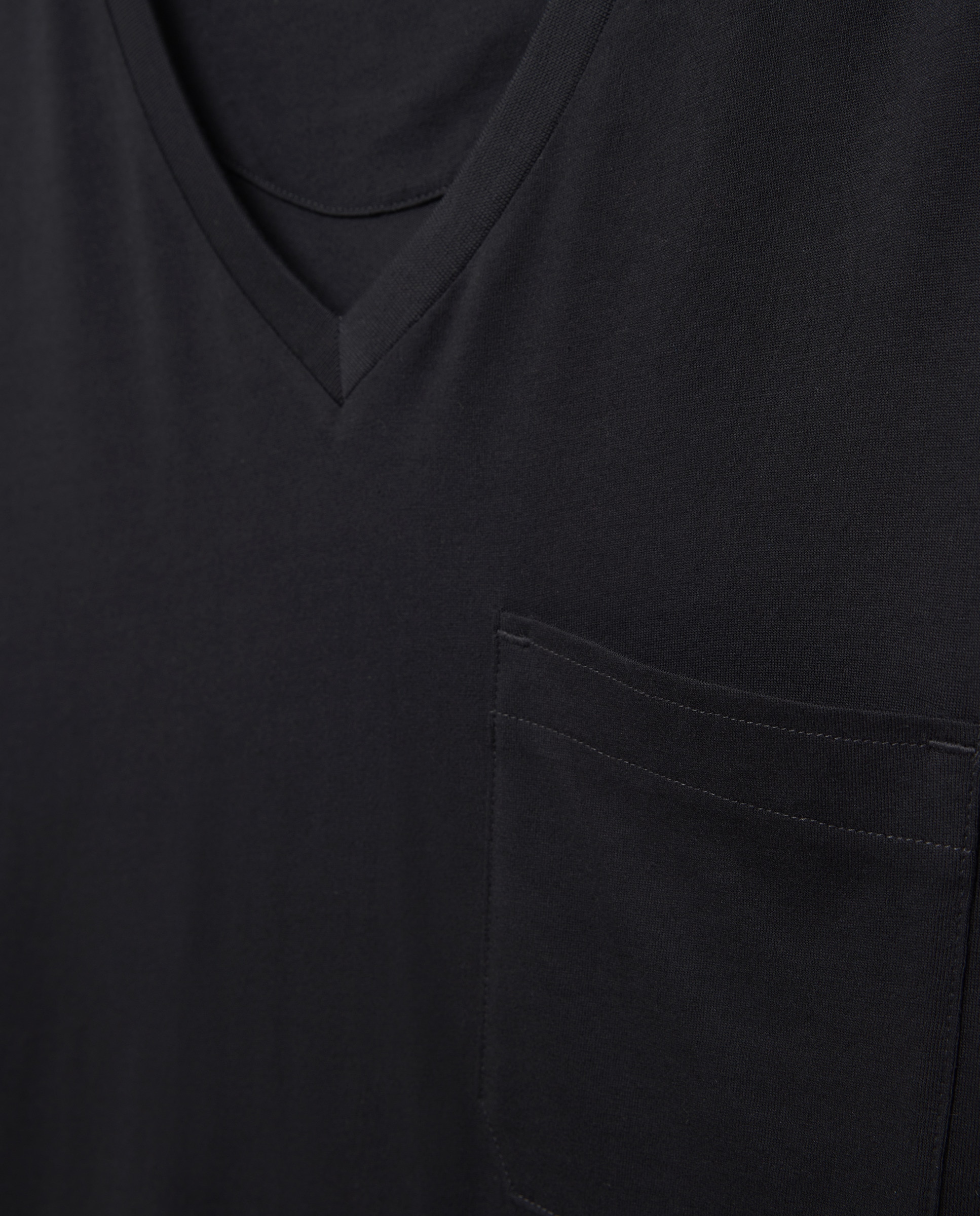 T-shirt de Pijama com Gola em Bico e Manga Curta Preto-5