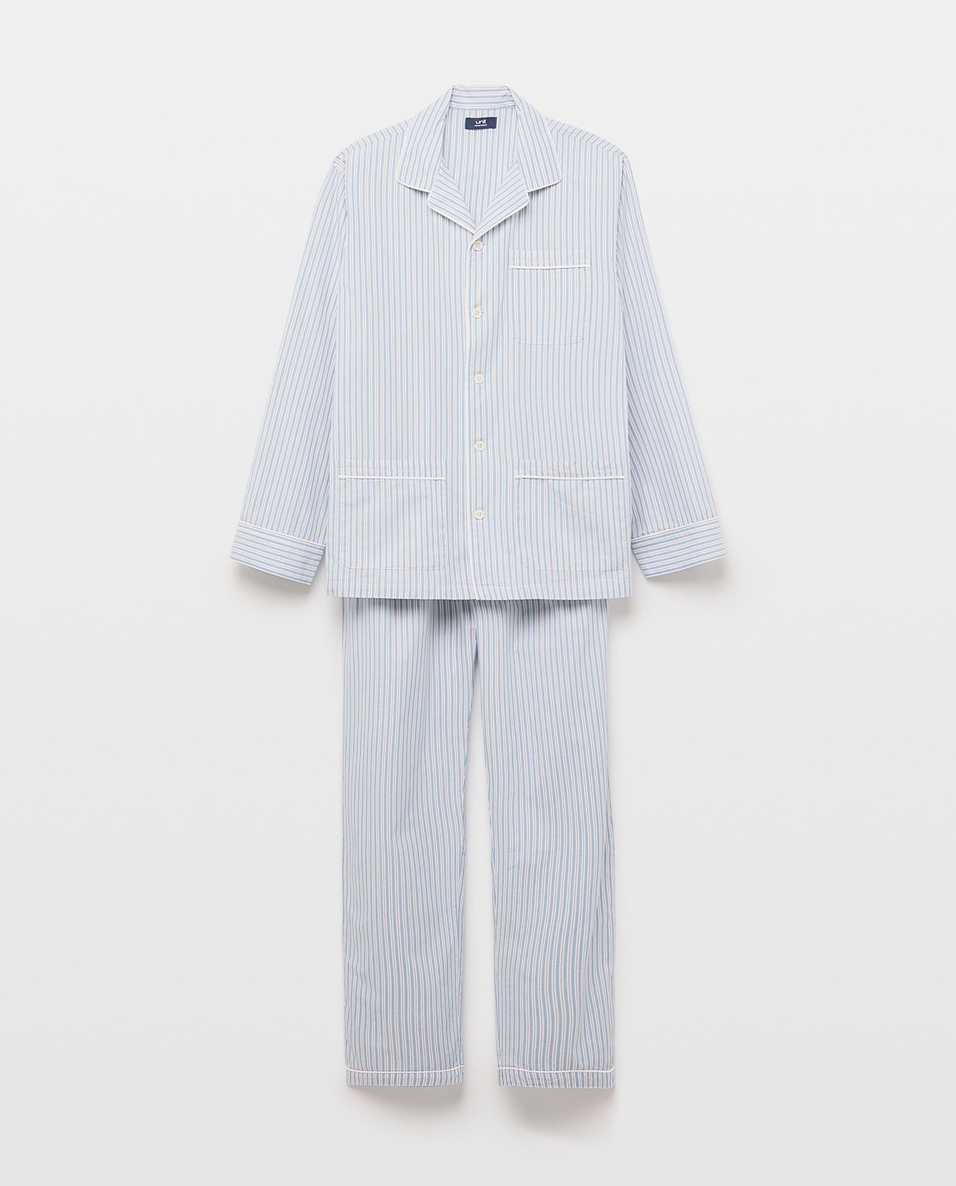 Pijama hombre algodón rayas 400 Azul-3