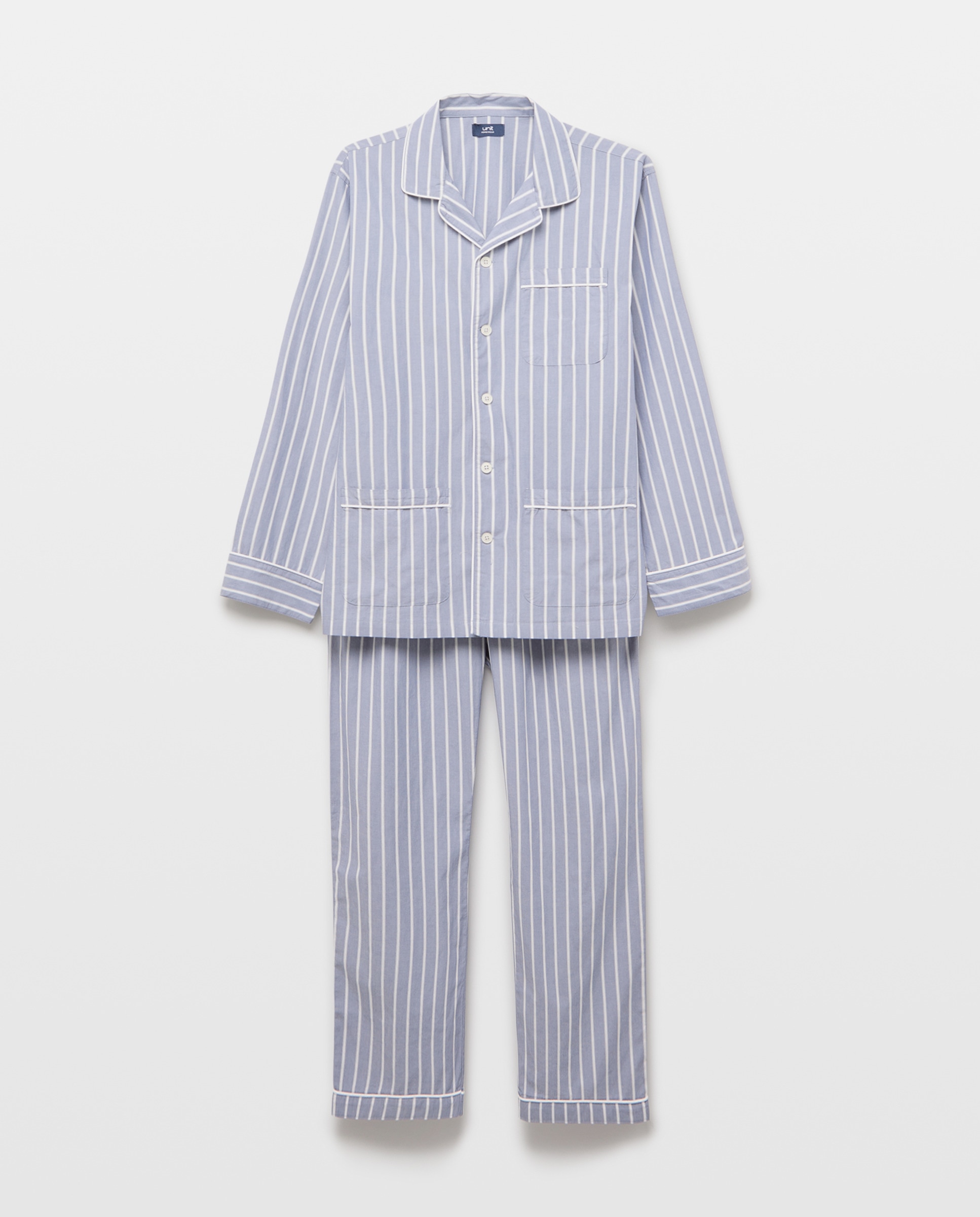Pijama hombre algodón rayas Azul marino-3