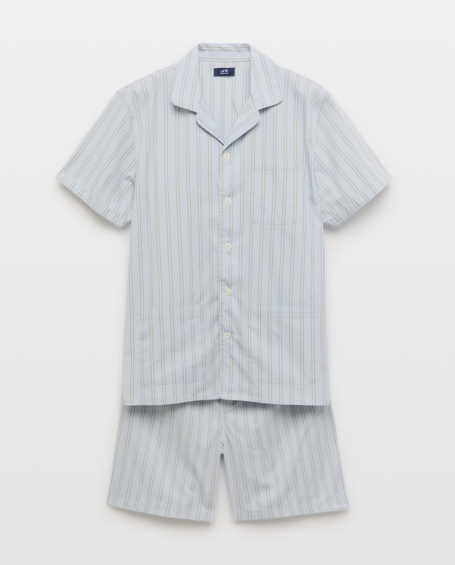 Pijama algodón pantalón corto hombre 400 Azul-3