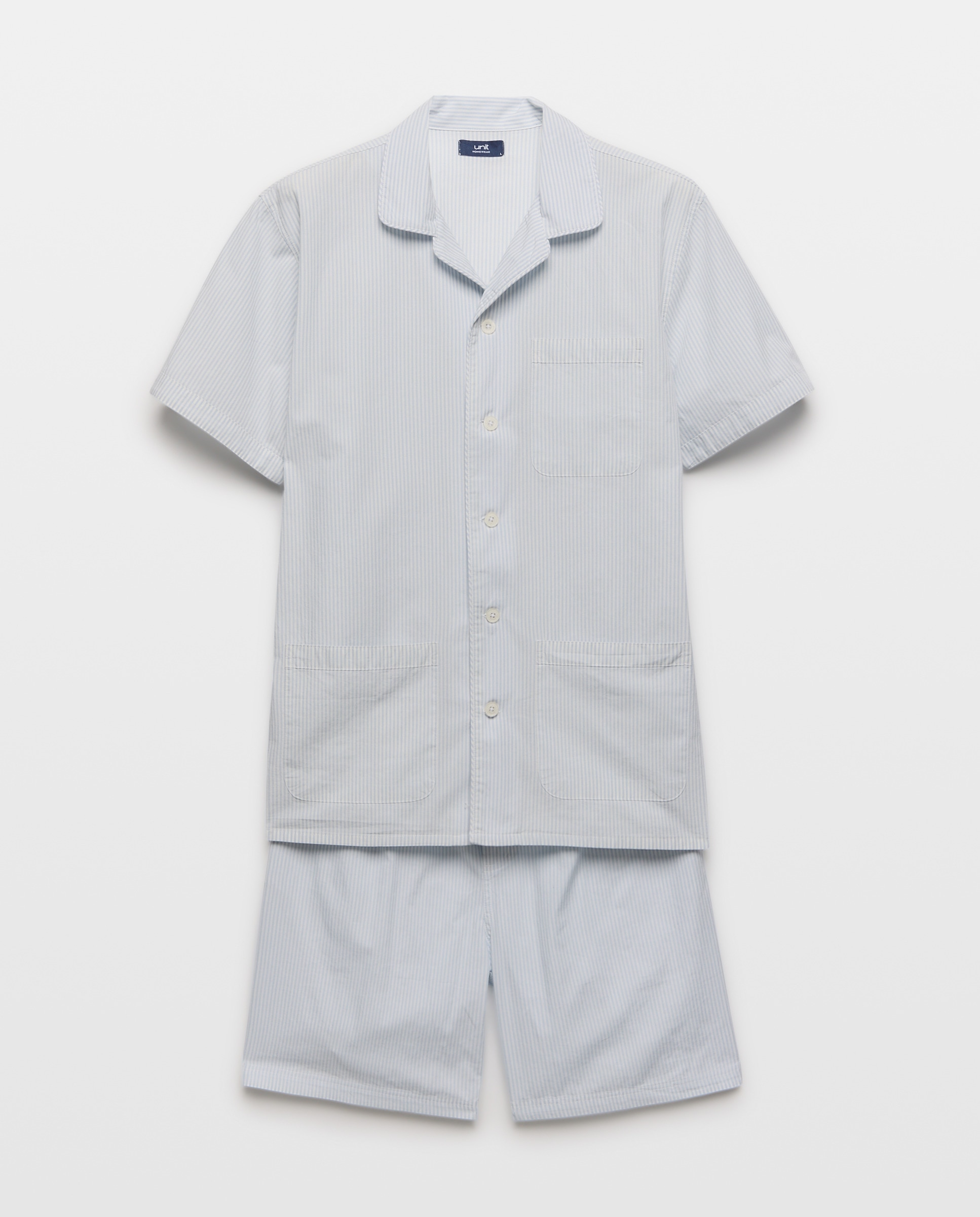 Pijama algodón pantalón corto hombre 400 Azul-3