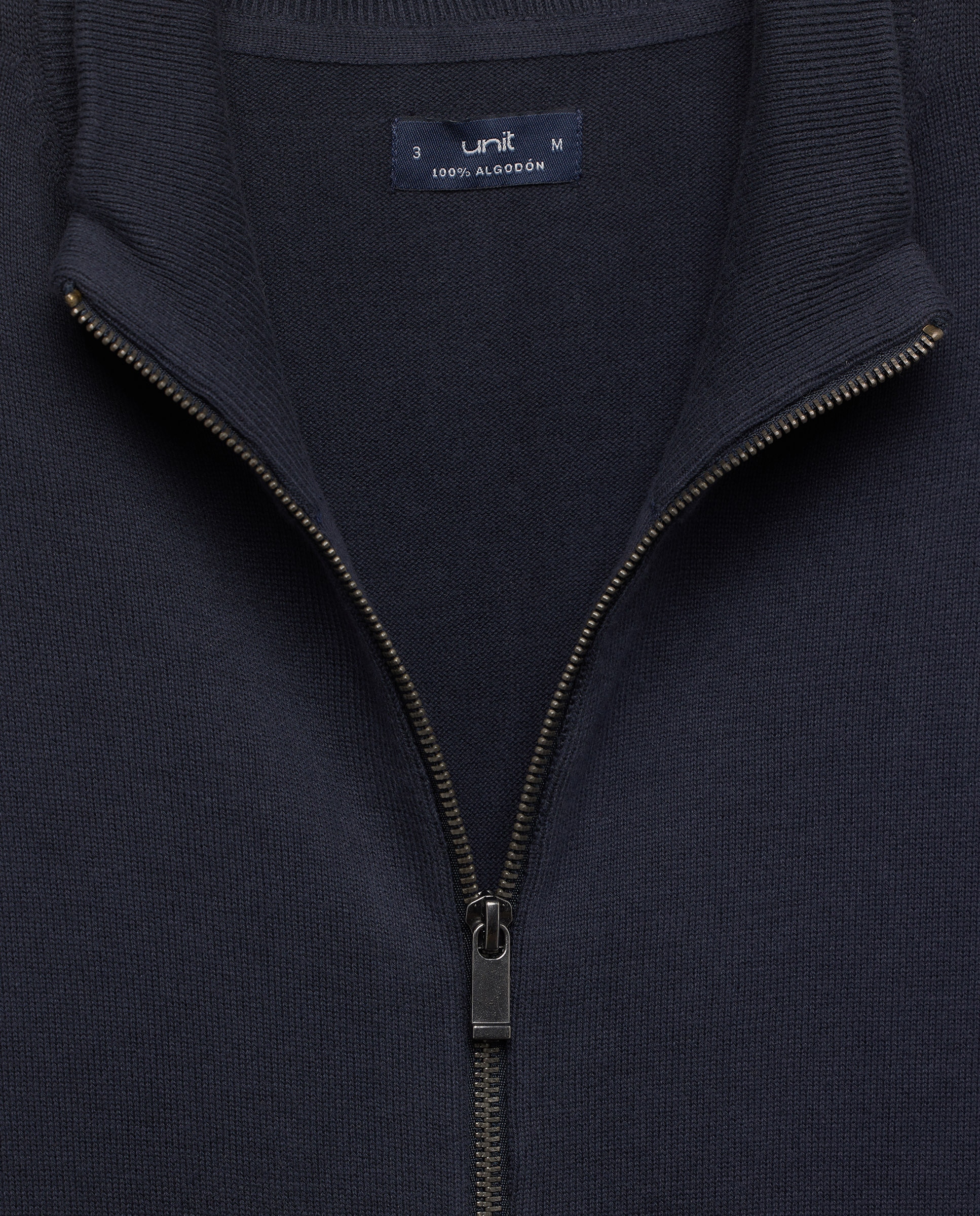 Chaqueta de hombre cremallera lisa algodón 100% Azul marino-2