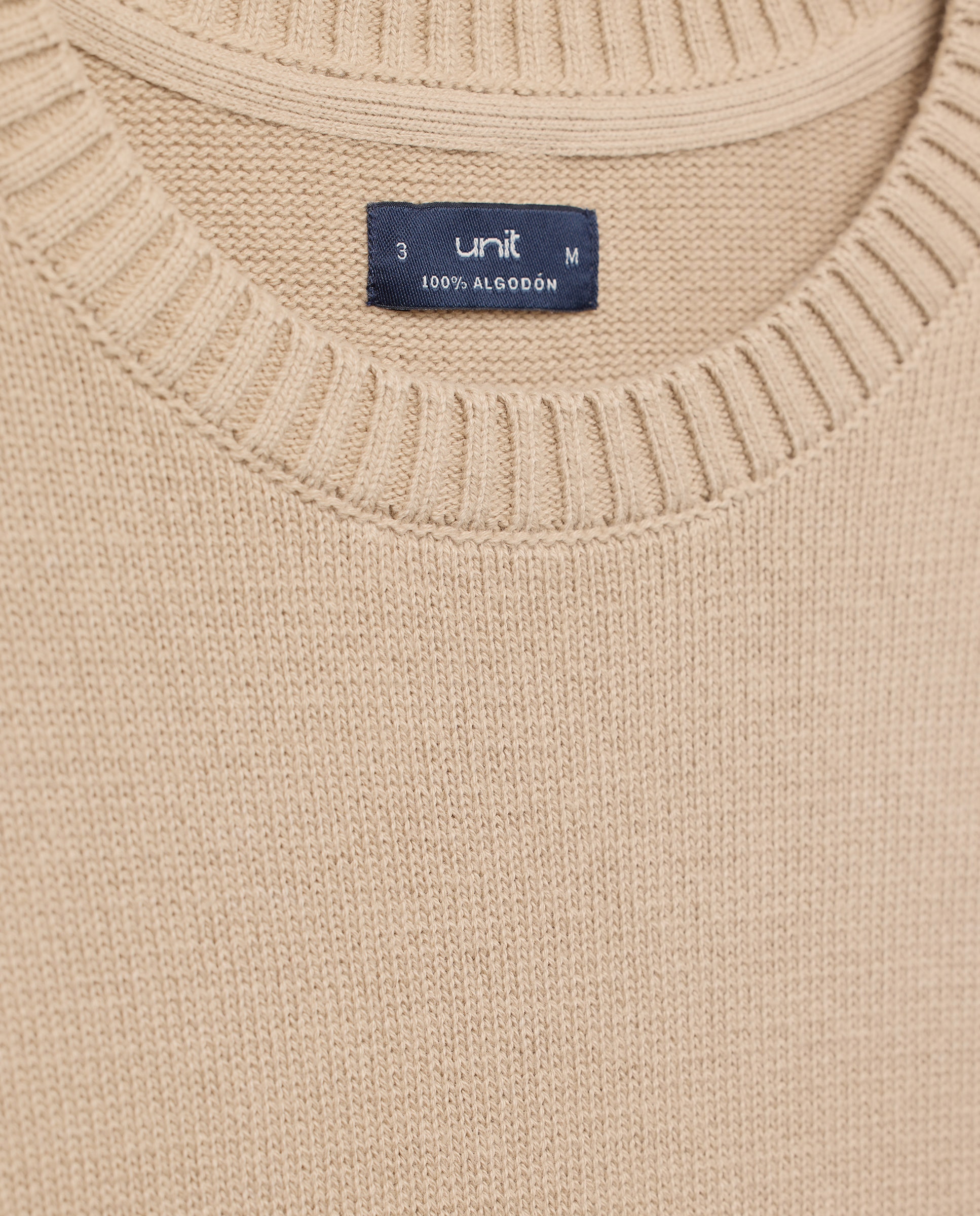 Jersey de hombre cuello caja liso 7g algodón 100% Beige-4