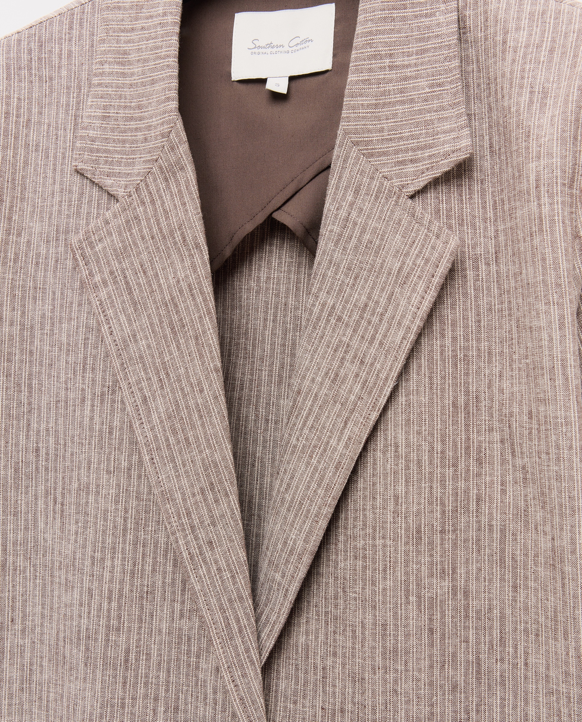 Blazer Liso de Linho Castanho-5