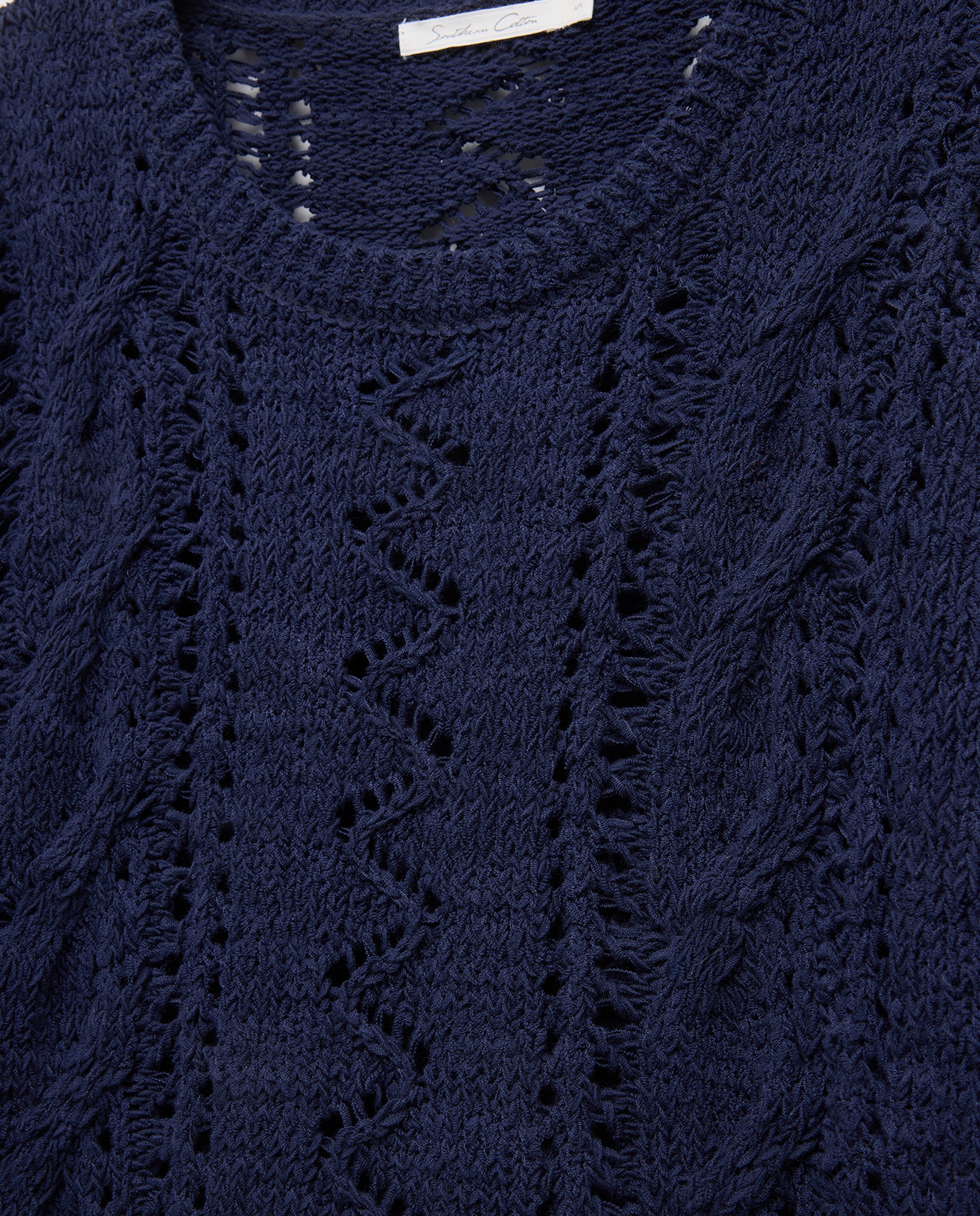 Camisola de Malha com Fitas Rendilhadas Marinho-5