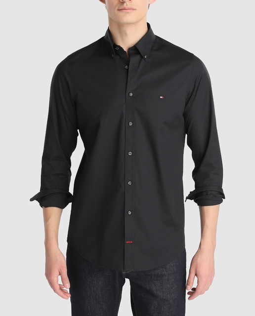 Imagen 0 de Camisa de hombre Tommy Hilfiger slim lisa negra