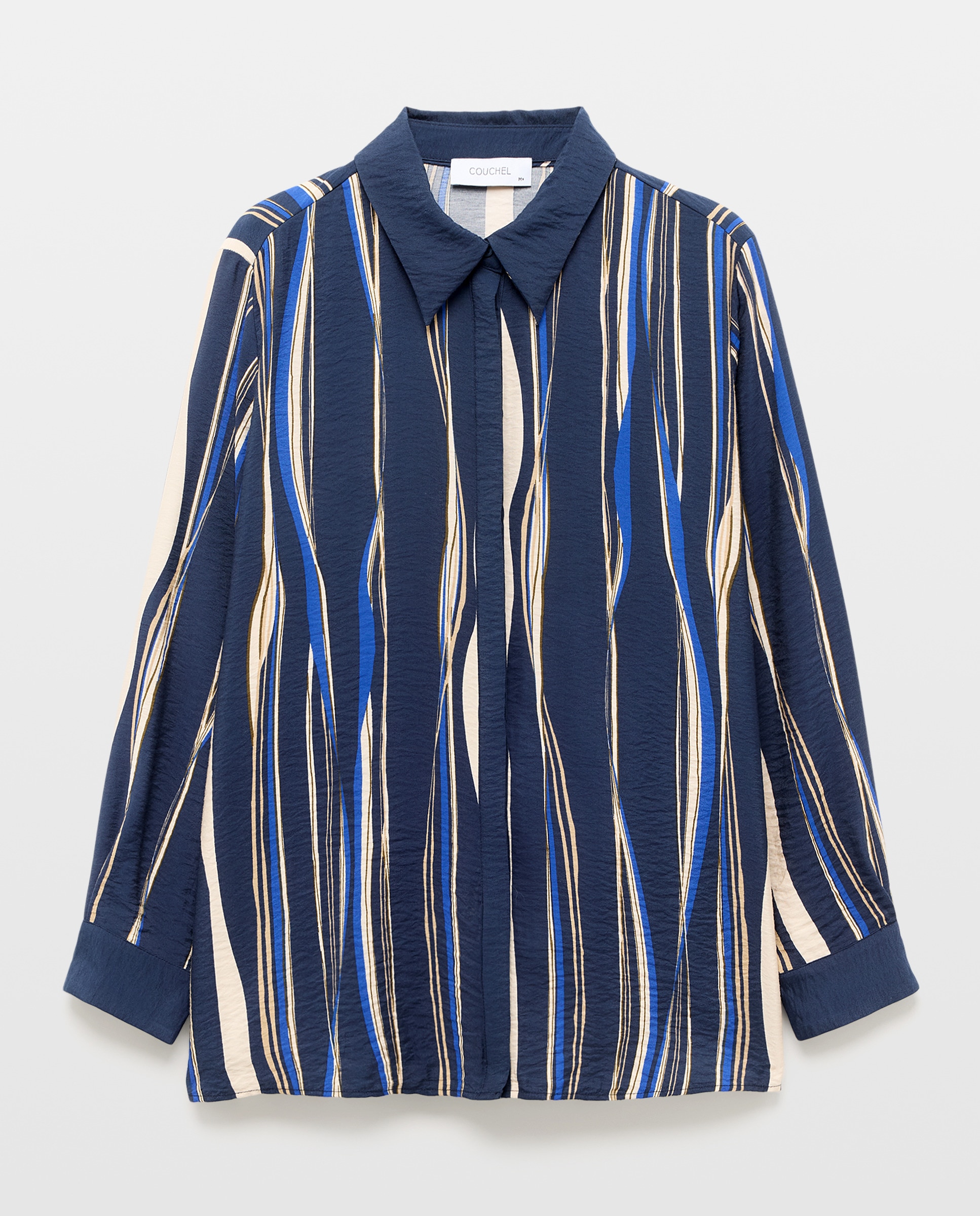 Camisa Estampada com Manga Comprida Azul-5