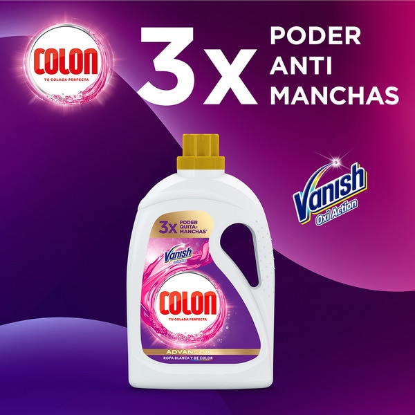 Vanish Advanced 3x power stain remover liquid detergent bottle 40 dose white and coloured clothing