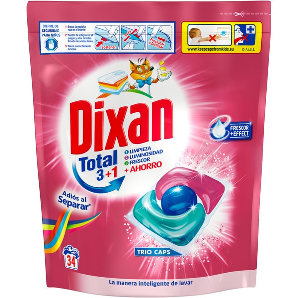 Trio Caps Flüssigwaschmittel Total 3+1 Nie mehr Sortieren Tasche 34 Kapseln